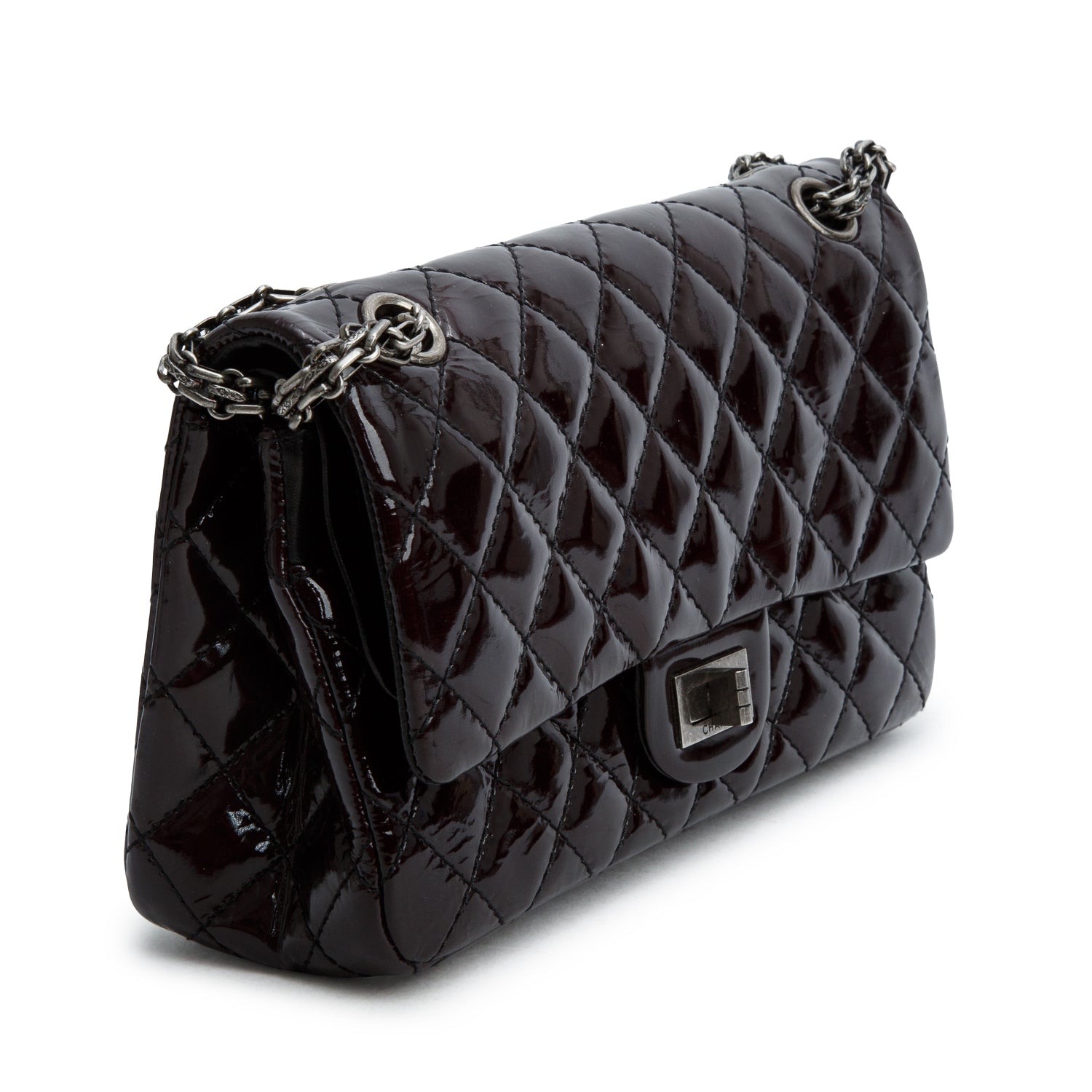 Chanel Black Patent Leather 2.55 Reissue 225 Double Flap Bag