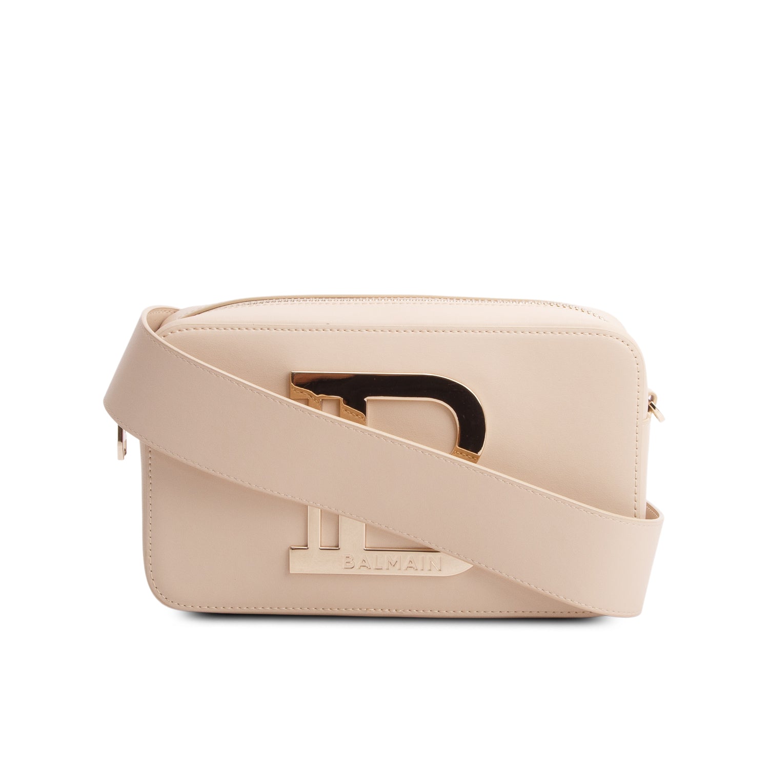 Balmain Beige Leather Camera Bag w/ Box & Strap
