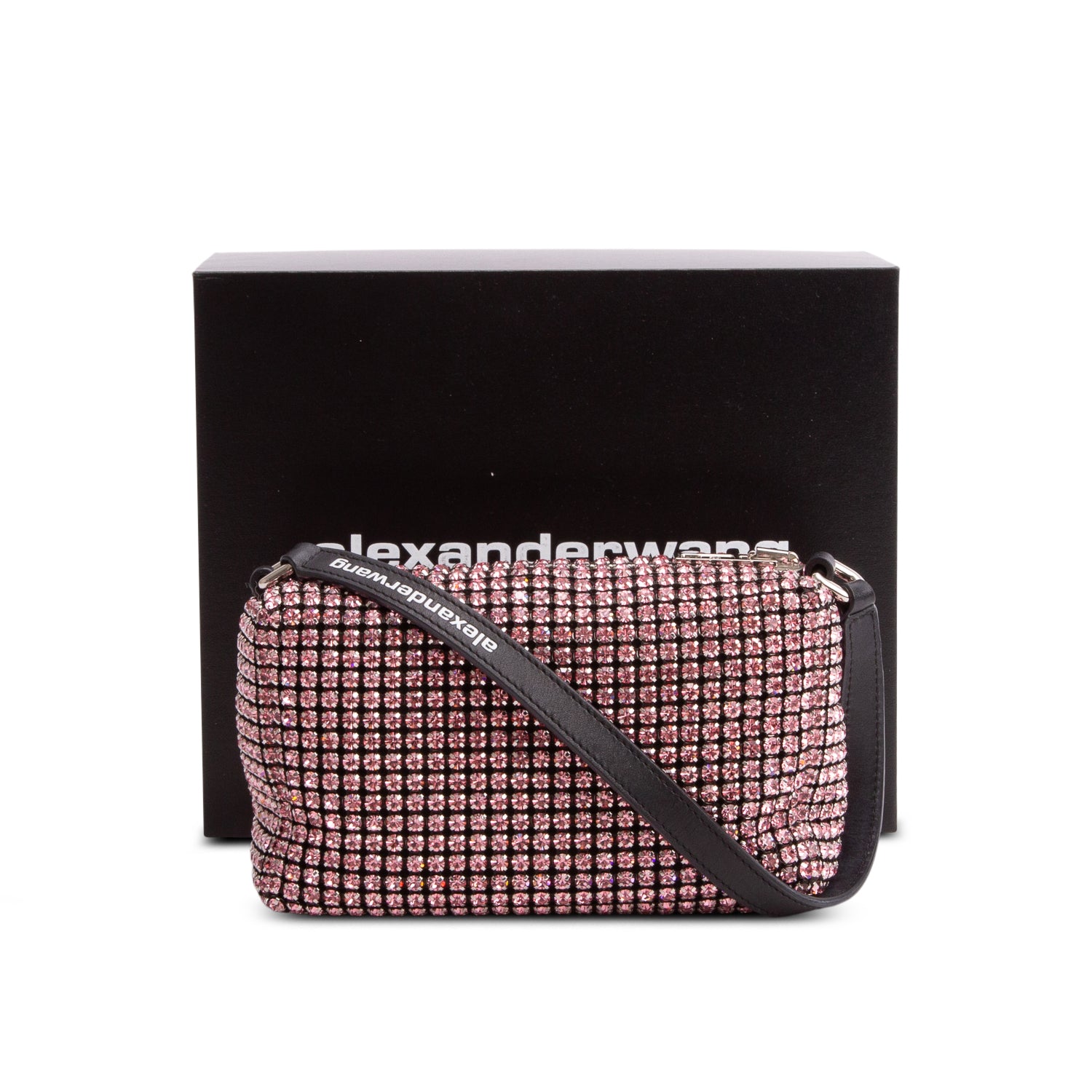 Alexander Wang Pink Crystal Mesh Medium Heiress Pouch w/ Box