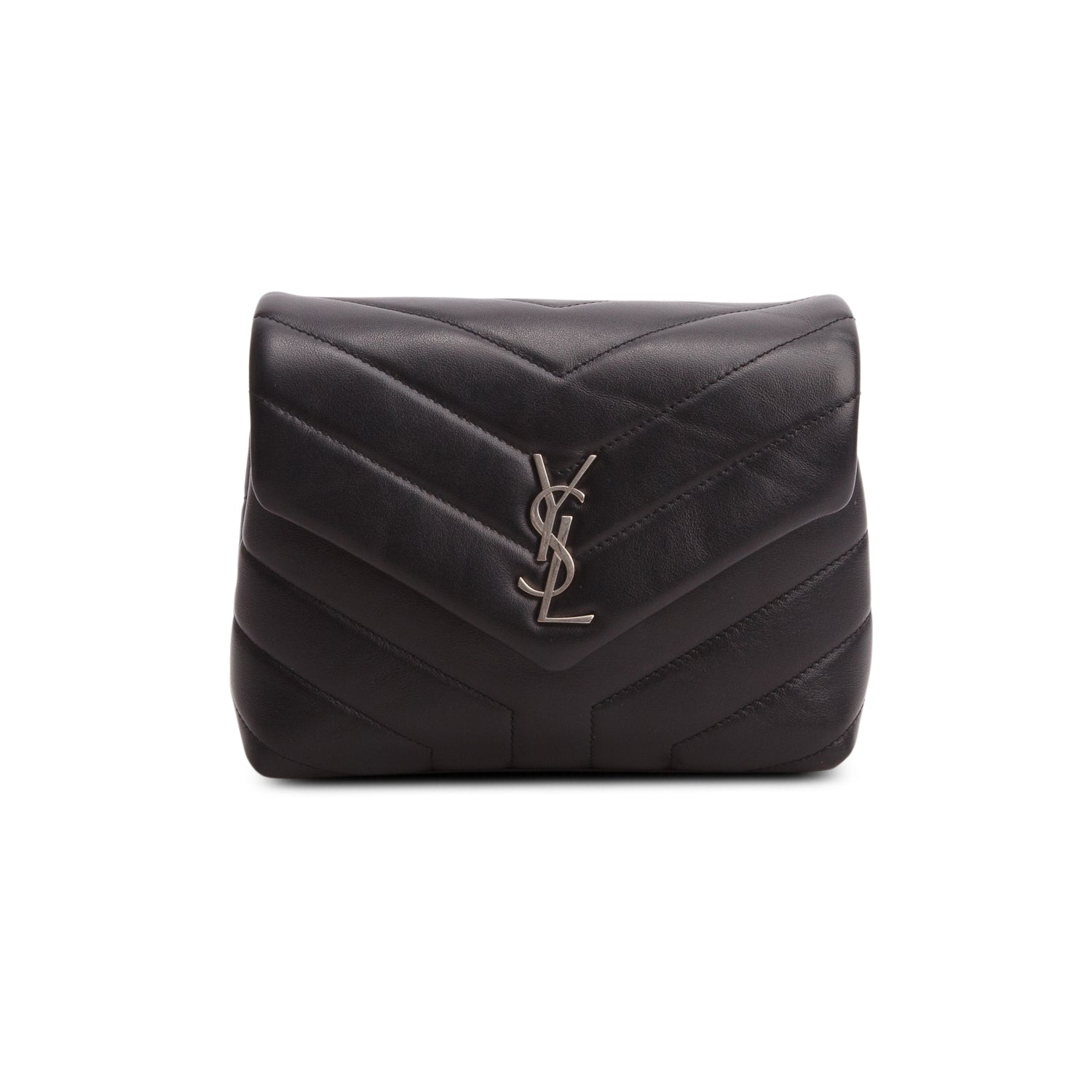 Saint Laurent Black Calfskin Y Quilted Monogram Toy Loulou Crossbody Bag w/ Box