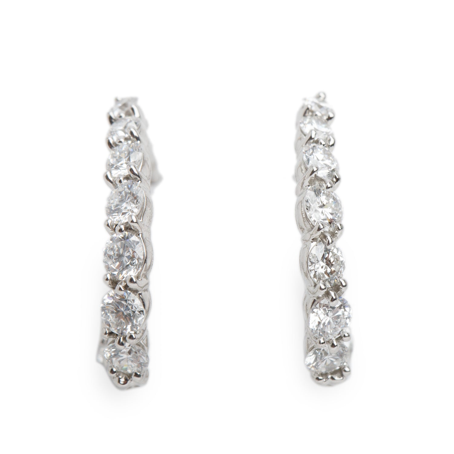 Tiffany & Co. Platinum & 18k White Gold Diamond Inside-Out Hoop Earrings w/ Box & Papers