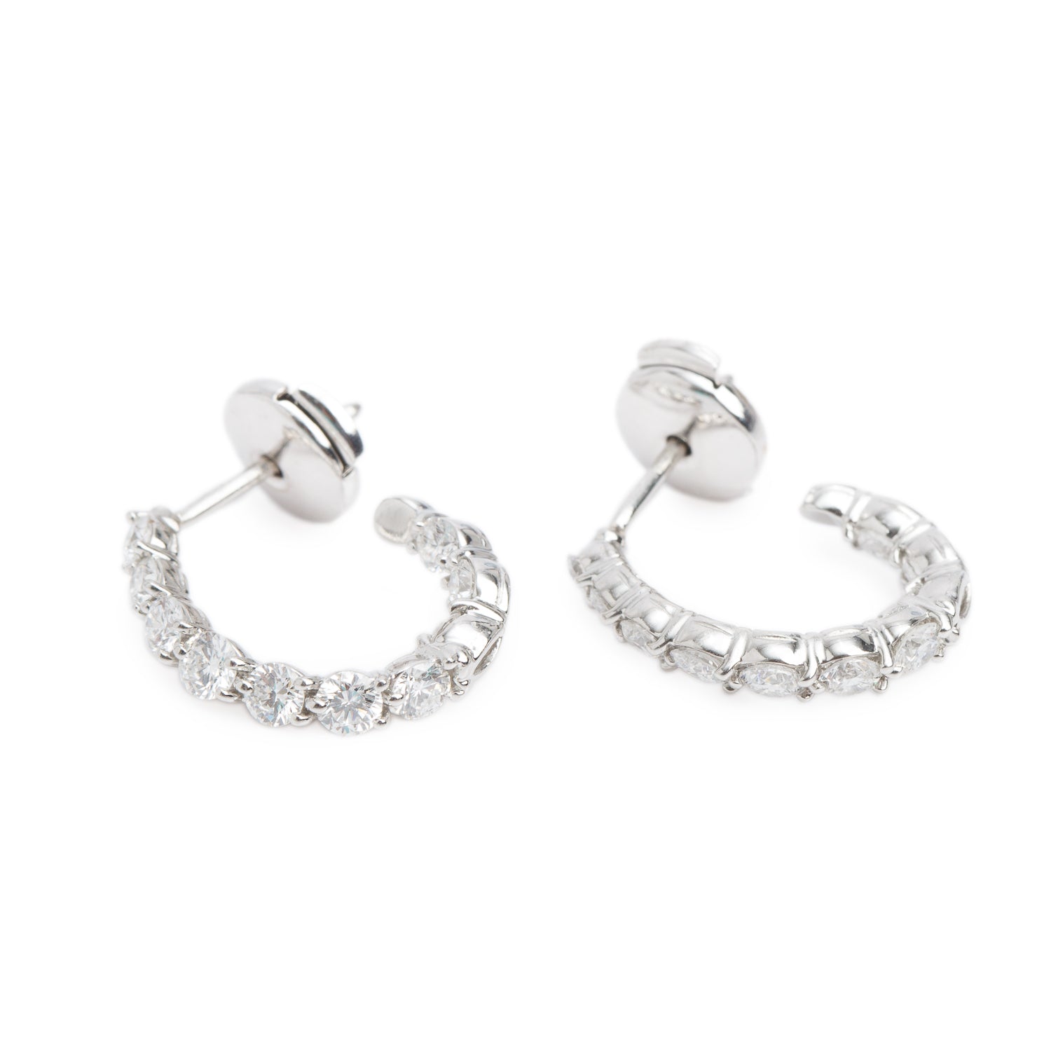 Tiffany & Co. Platinum & 18k White Gold Diamond Inside-Out Hoop Earrings w/ Box & Papers
