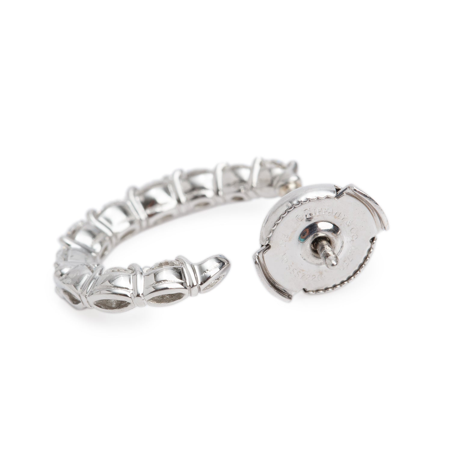 Tiffany & Co. Platinum & 18k White Gold Diamond Inside-Out Hoop Earrings w/ Box & Papers