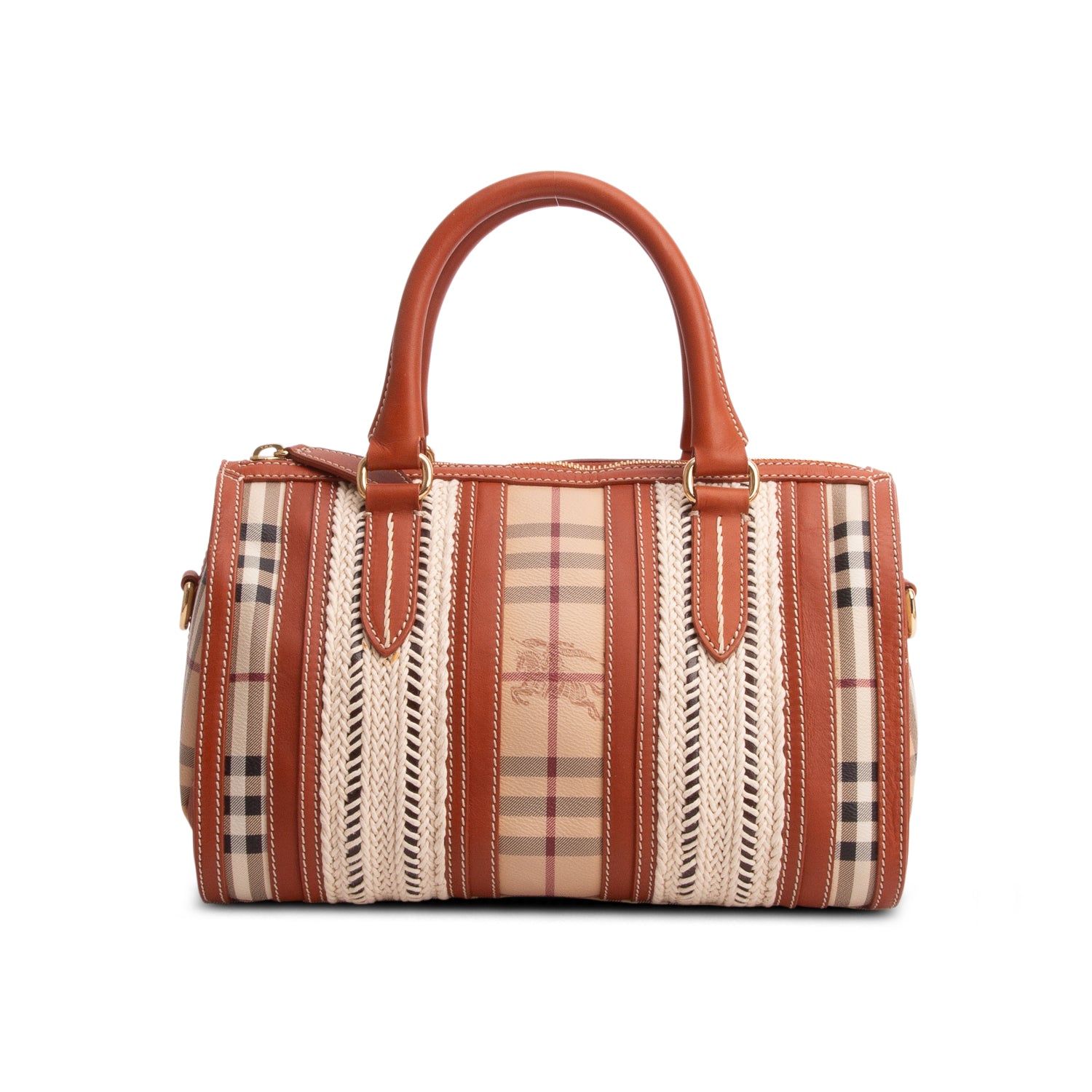 Burberry Beige Haymarket Rope Medium Alchester Satchel w/ Strap