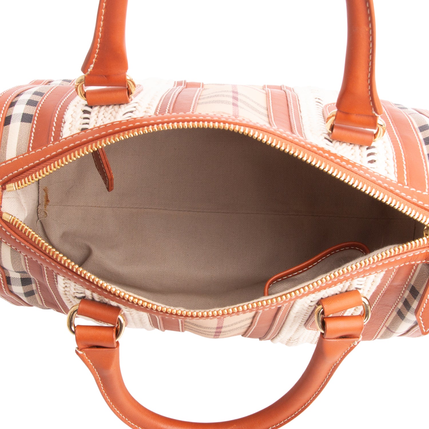 Burberry Beige Haymarket Rope Medium Alchester Satchel w/ Strap