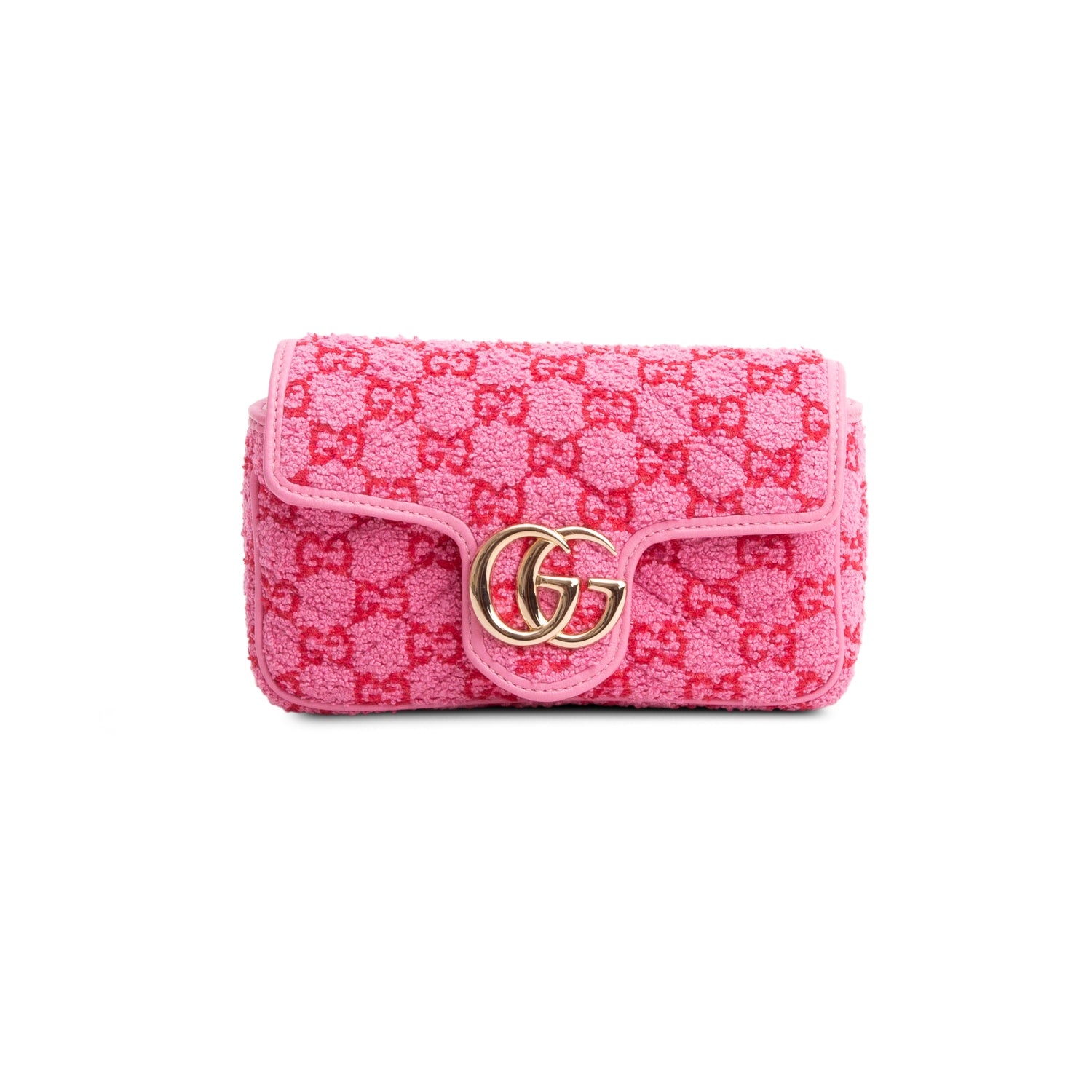 Gucci Pink Monogram Matelasse GG Marmont Boucle Mini Shoulder Bag w/ Box