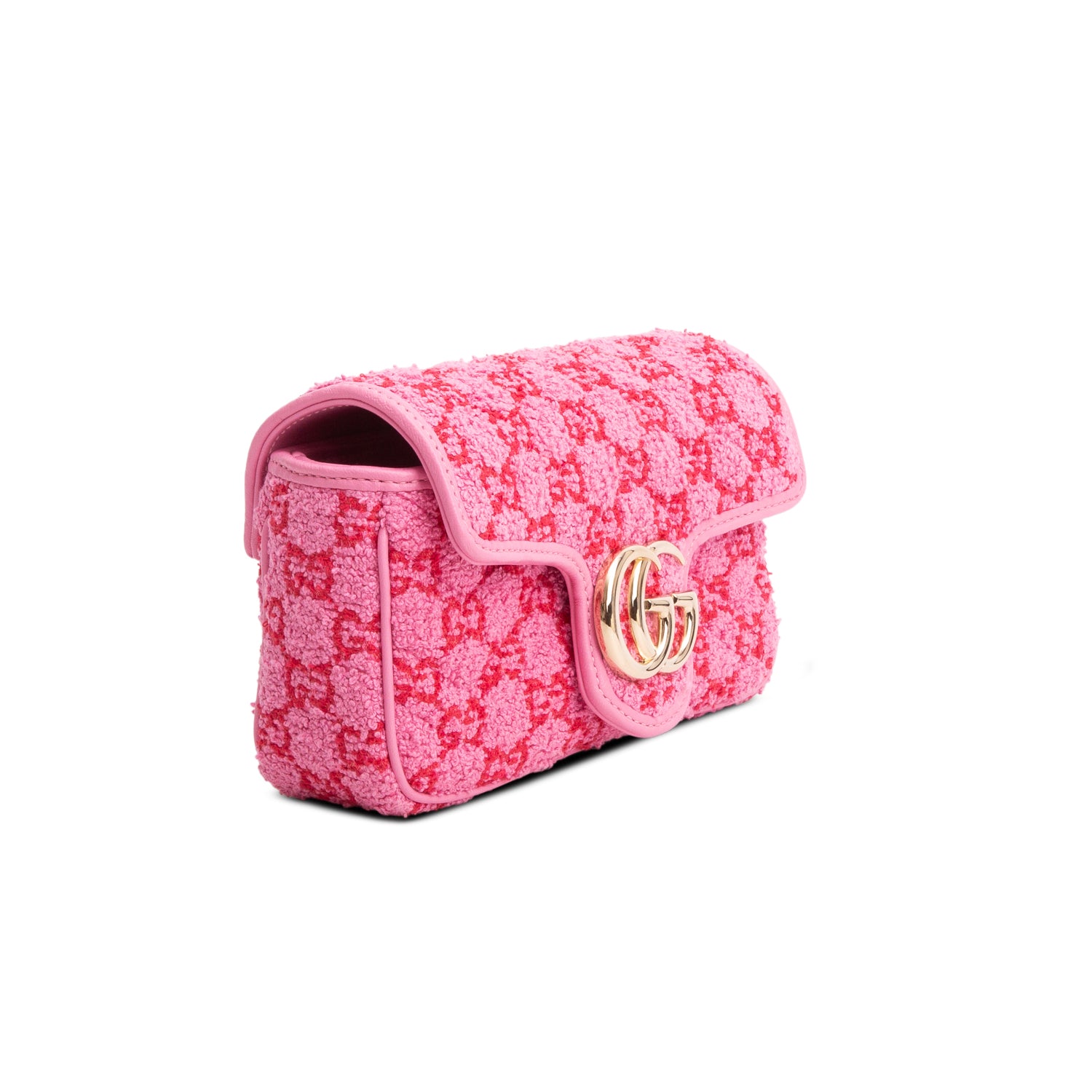 Gucci Pink Monogram Matelasse GG Marmont Boucle Mini Shoulder Bag w/ Box