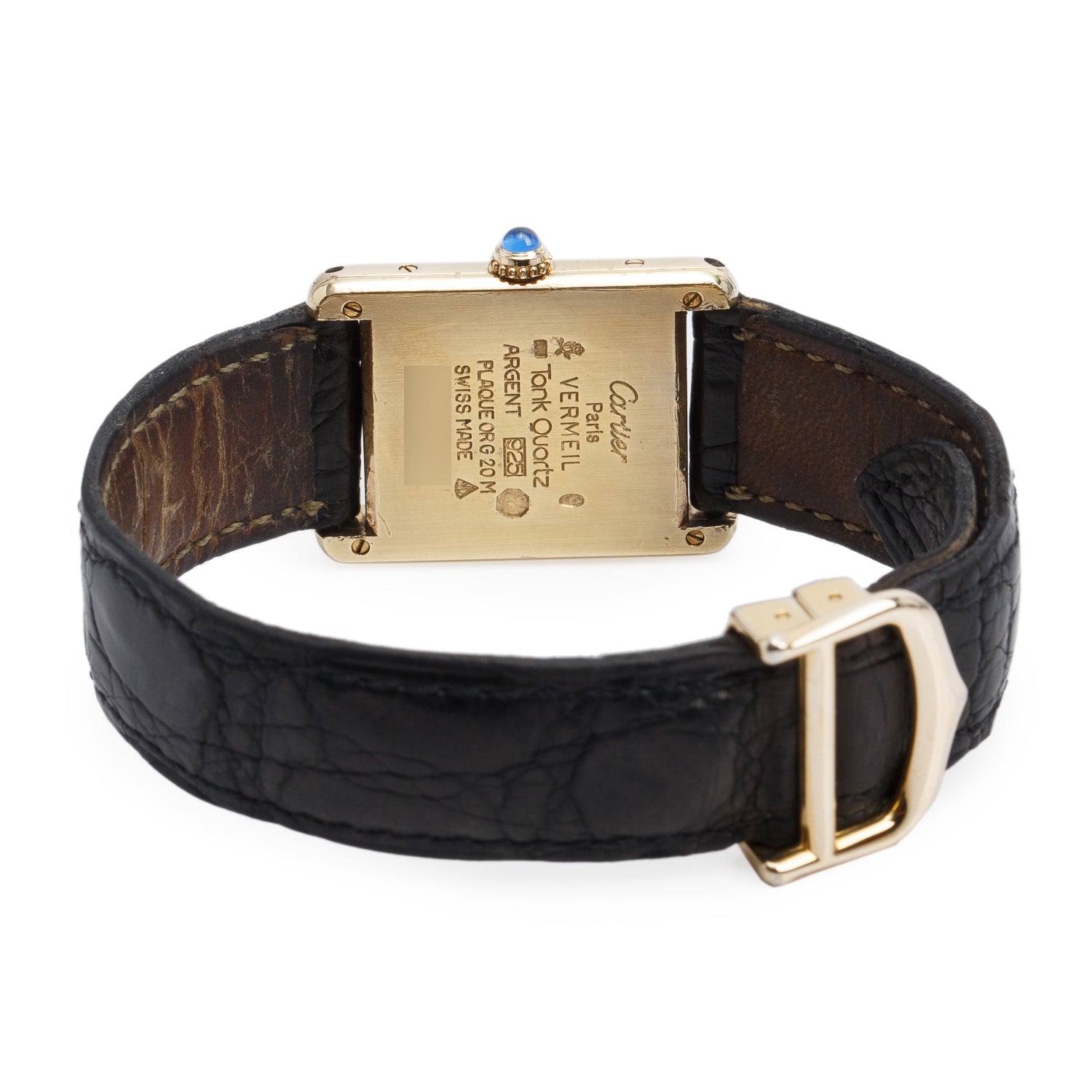 Cartier Vintage 18k Gold Vermeil Sterling Silver Argent Must de Cartier Tank Quartz Watch White Dial w/ Box