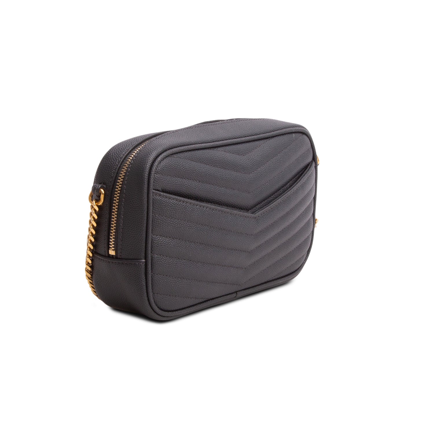 Saint Laurent Grey Grain de Poudre Matelasse Monogram Mini Lou Camera Bag w/ Receipt