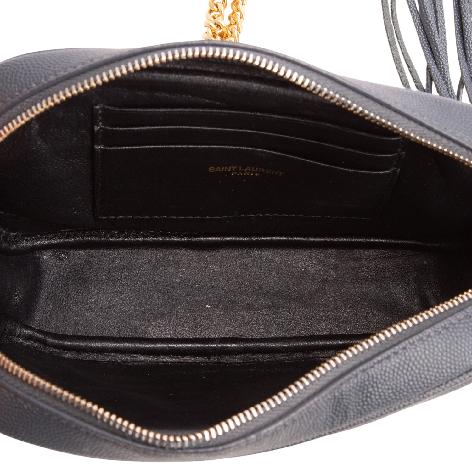 Saint Laurent Grey Grain de Poudre Matelasse Monogram Mini Lou Camera Bag w/ Receipt