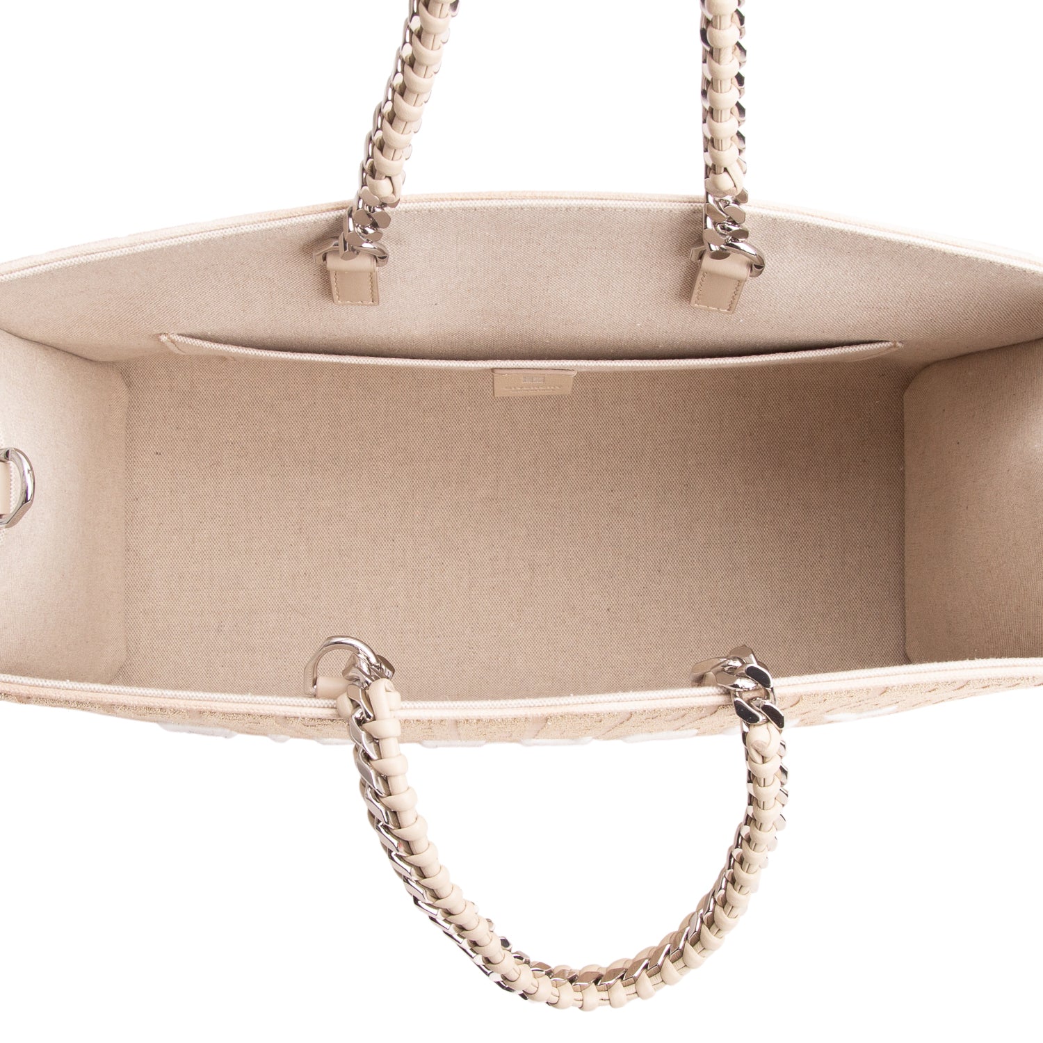 Givenchy 2023 Beige/Gold Canvas Jacquard 4G Medium Chain Tote w/ Strap