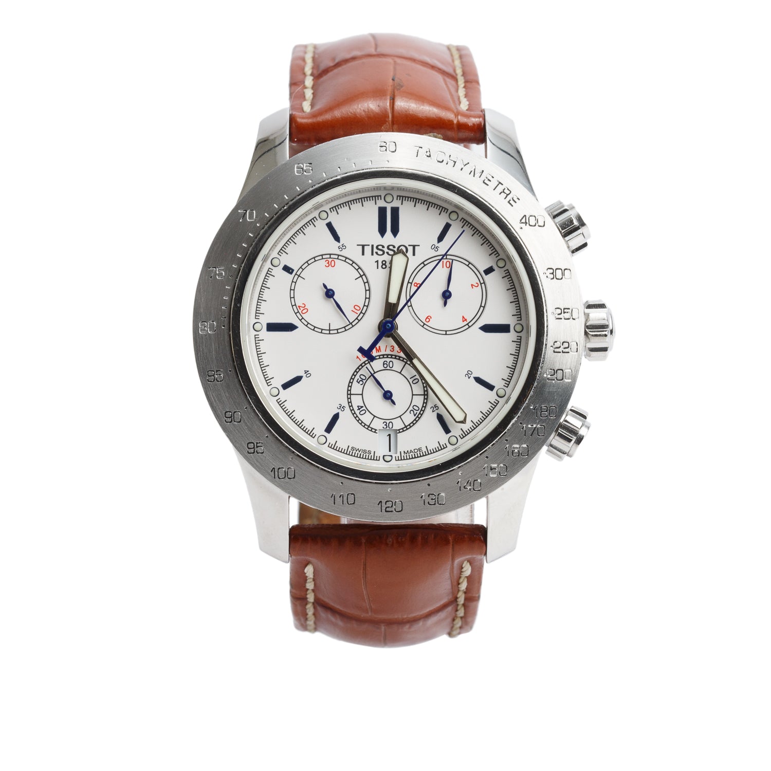 Tissot Stainless Steel V8 43 MM Quartz Chronograph Watch White Dial w/ Box