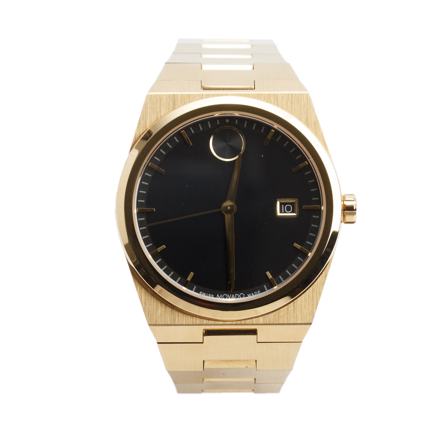 Movado Gold-Plated Stainless Steel Bold Quest 40 MM Quartz Watch Black Dial w/ Box