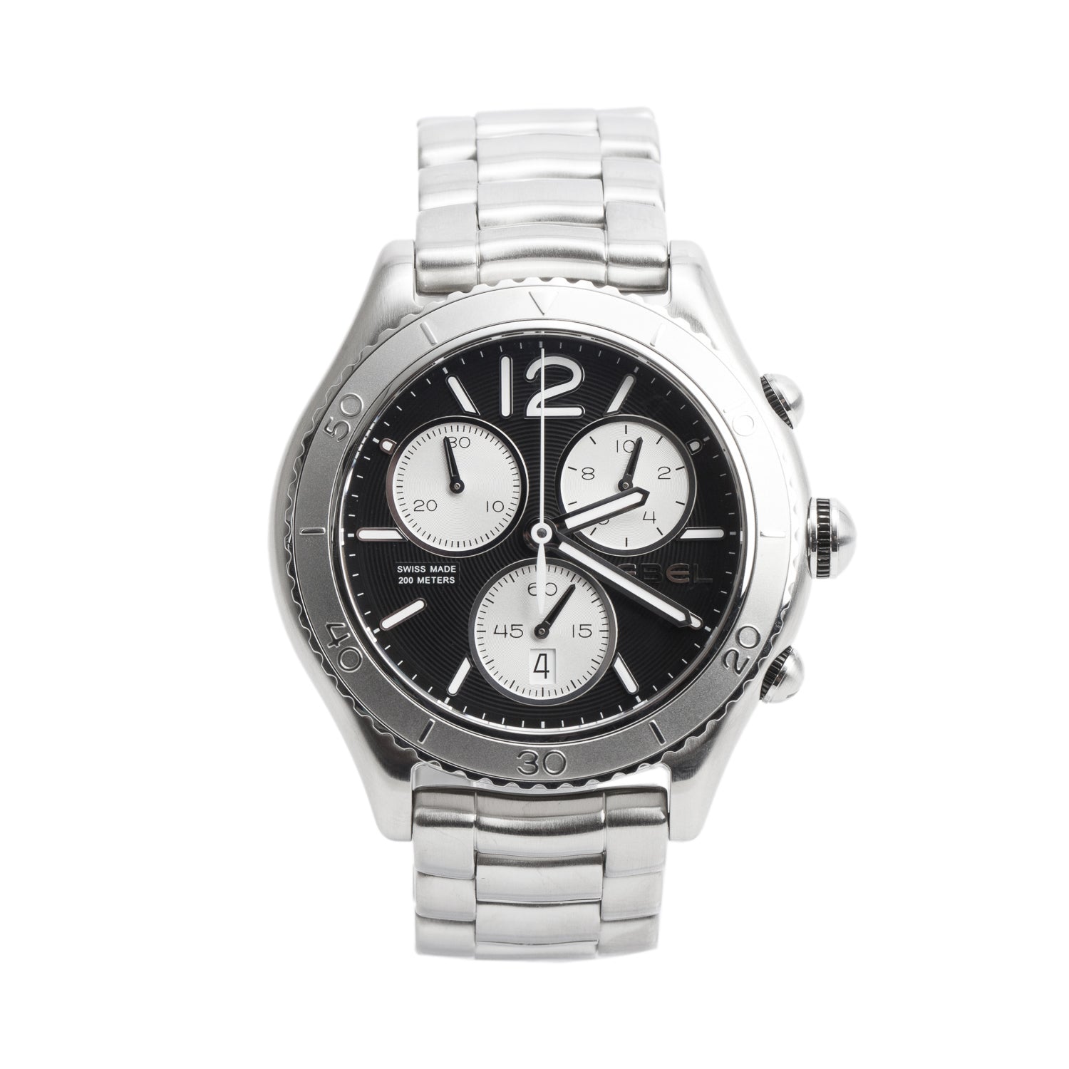 Ebel Stainless Steel X-1 43 MM Chronograph Quartz Watch Black Dial