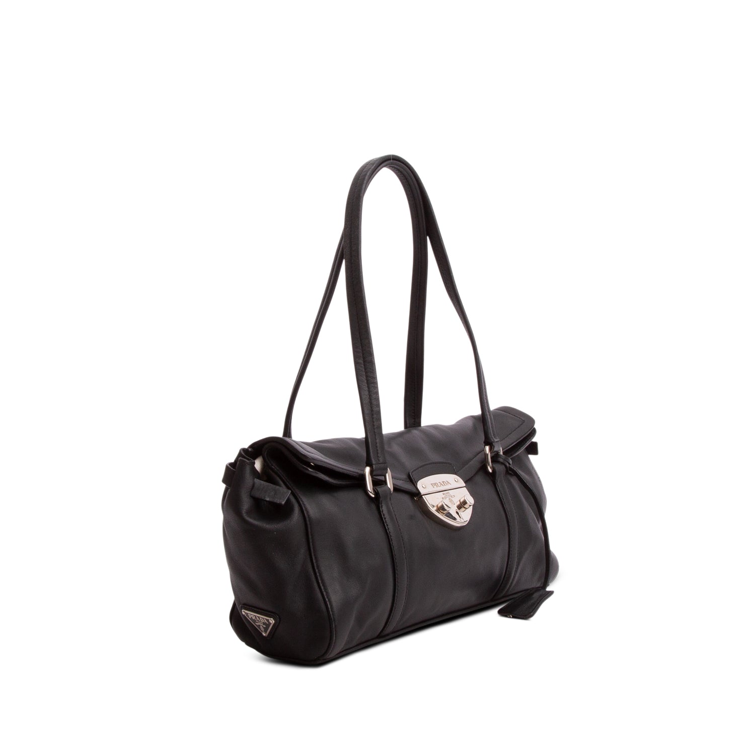 Prada Black Vitello Easy Lock Shoulder Bag w/ Authenticity Card