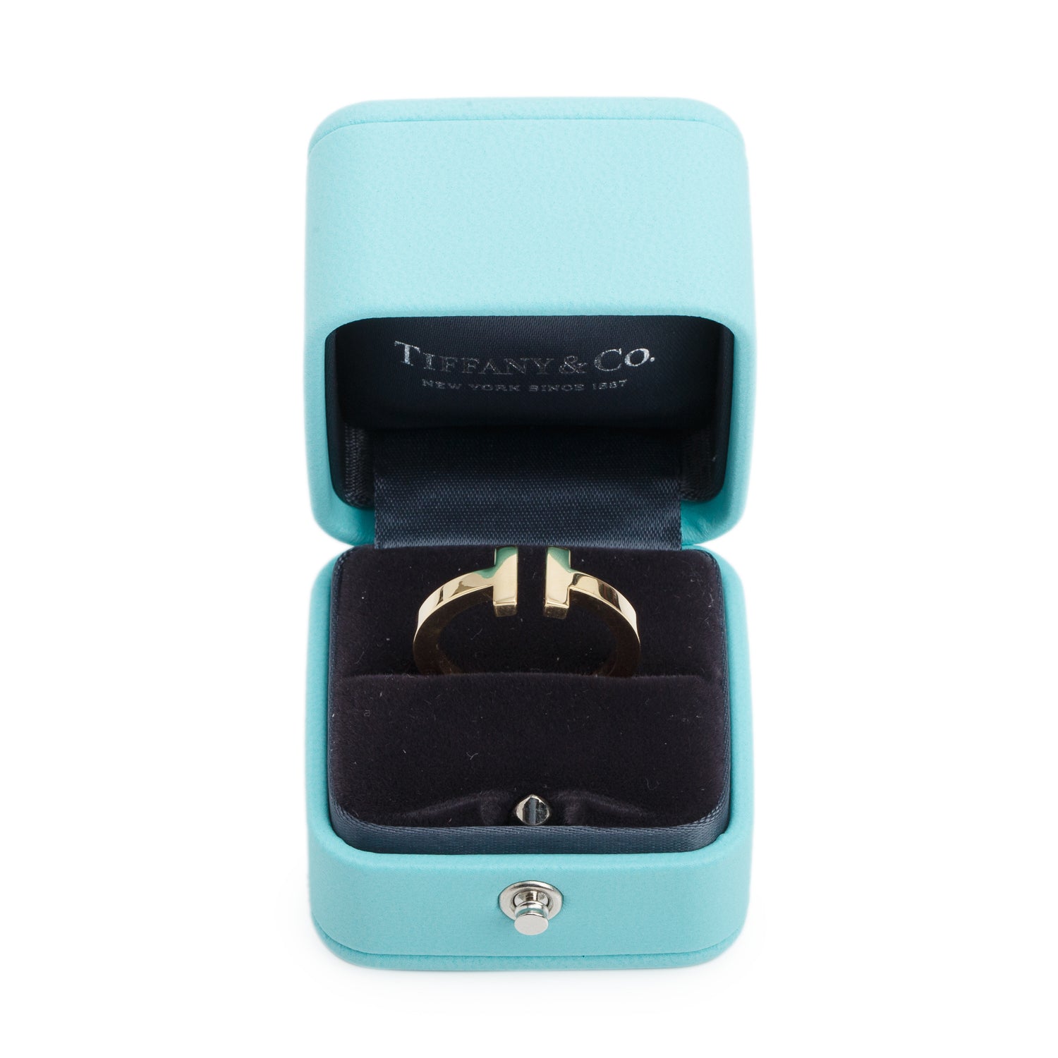 Tiffany & Co. 18k Yellow Gold T Square Ring, Size 9.5 w/ Box