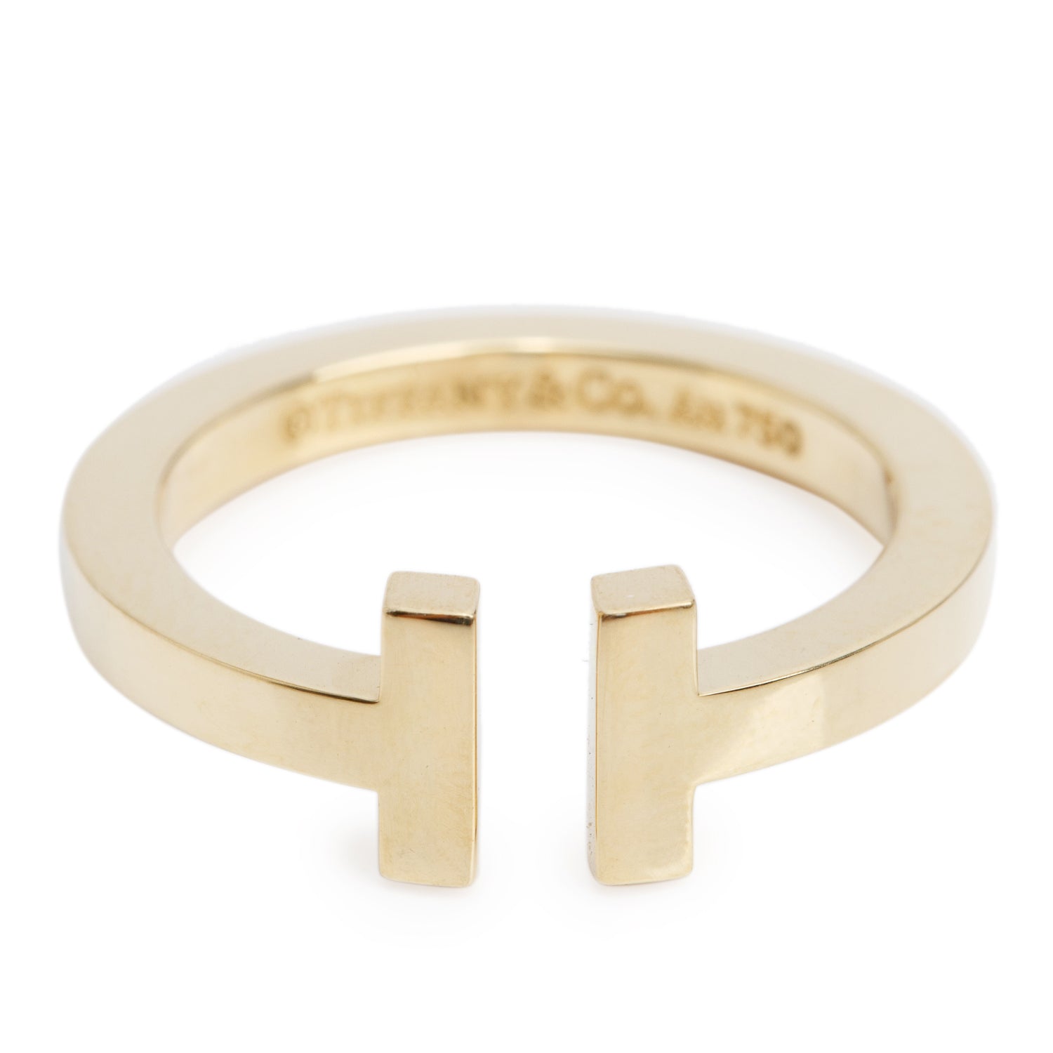 Tiffany & Co. 18k Yellow Gold T Square Ring, Size 9.5 w/ Box