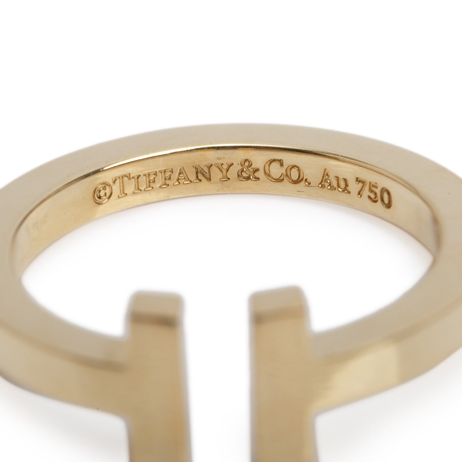Tiffany & Co. 18k Yellow Gold T Square Ring, Size 9.5 w/ Box