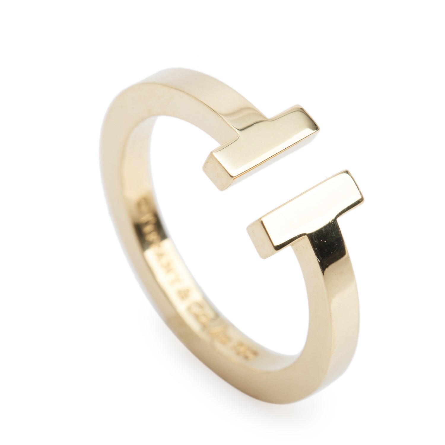 Tiffany & Co. 18k Yellow Gold T Square Ring, Size 9.5 w/ Box