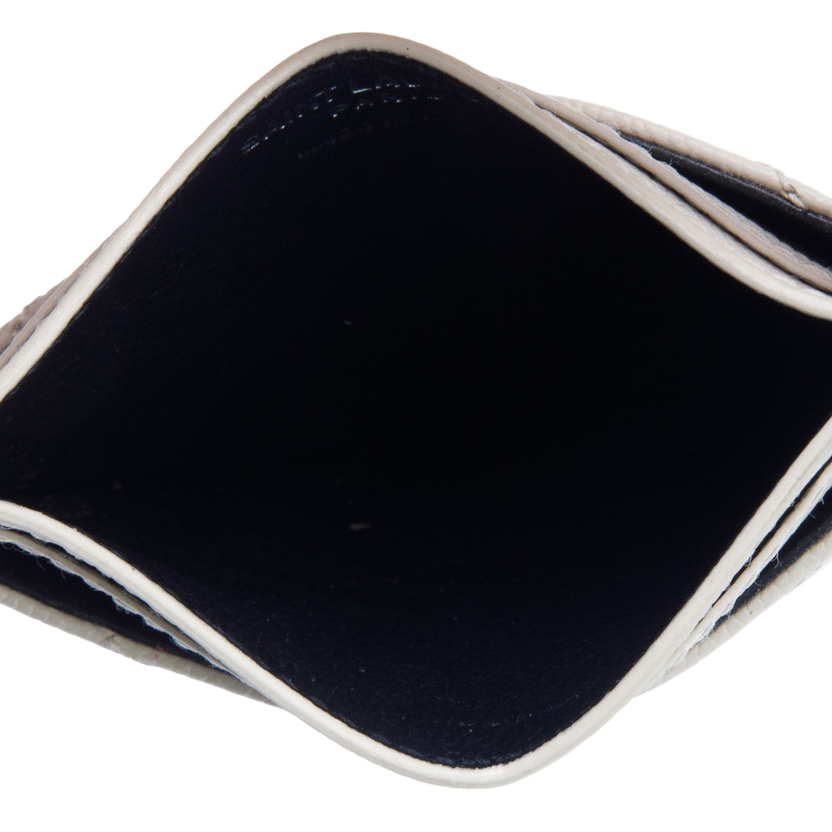 Saint Laurent White Grain de Poudre Cassandre Matelasse Card Case