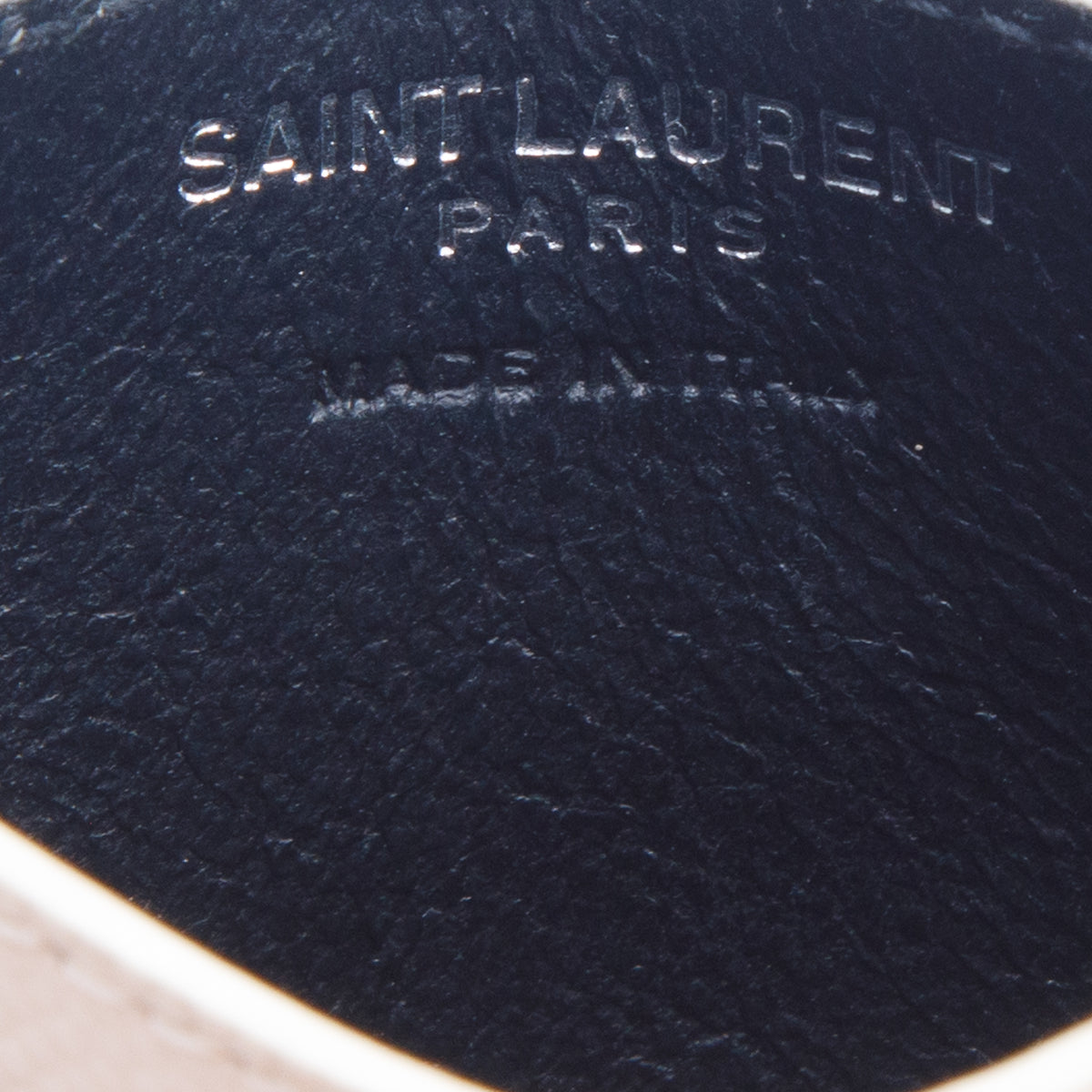 Saint Laurent White Grain de Poudre Cassandre Matelasse Card Case