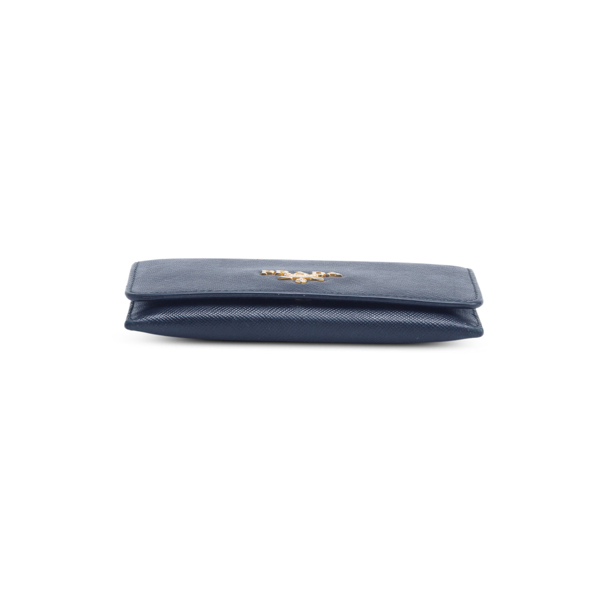 Prada Black Saffiano Metal Leather Card Holder Flap Wallet w/ Insert