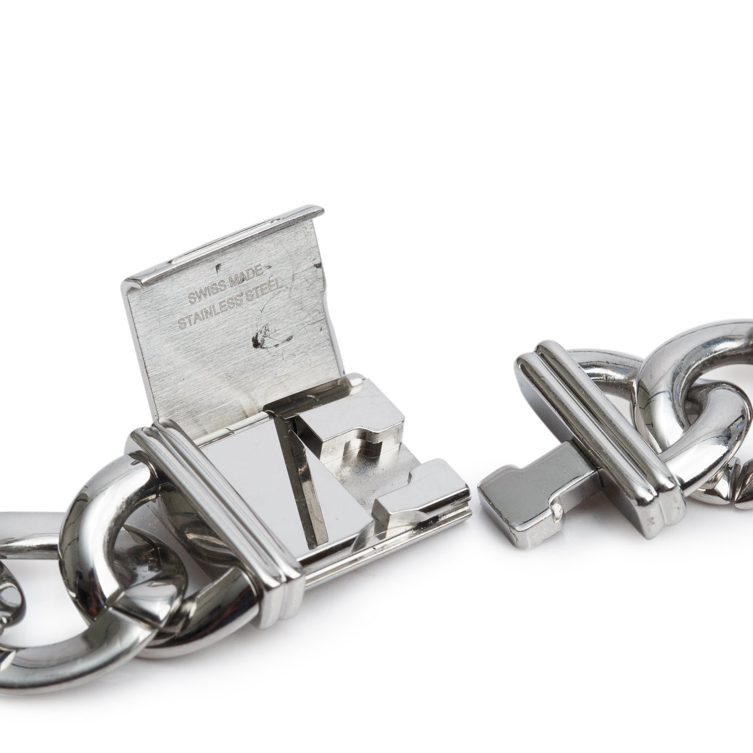 Chanel Stainless Steel Premiere Gourmette Chain Watch, Large Version Black Dial