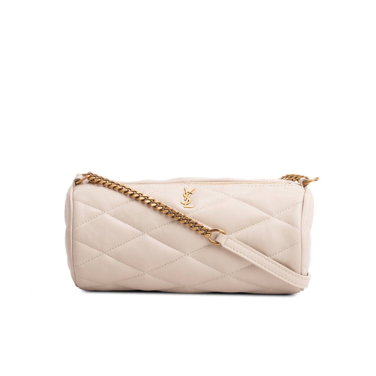 Saint Laurent 2022 Ivory Quilted Lambskin Leather Mini Sade Tube Bag