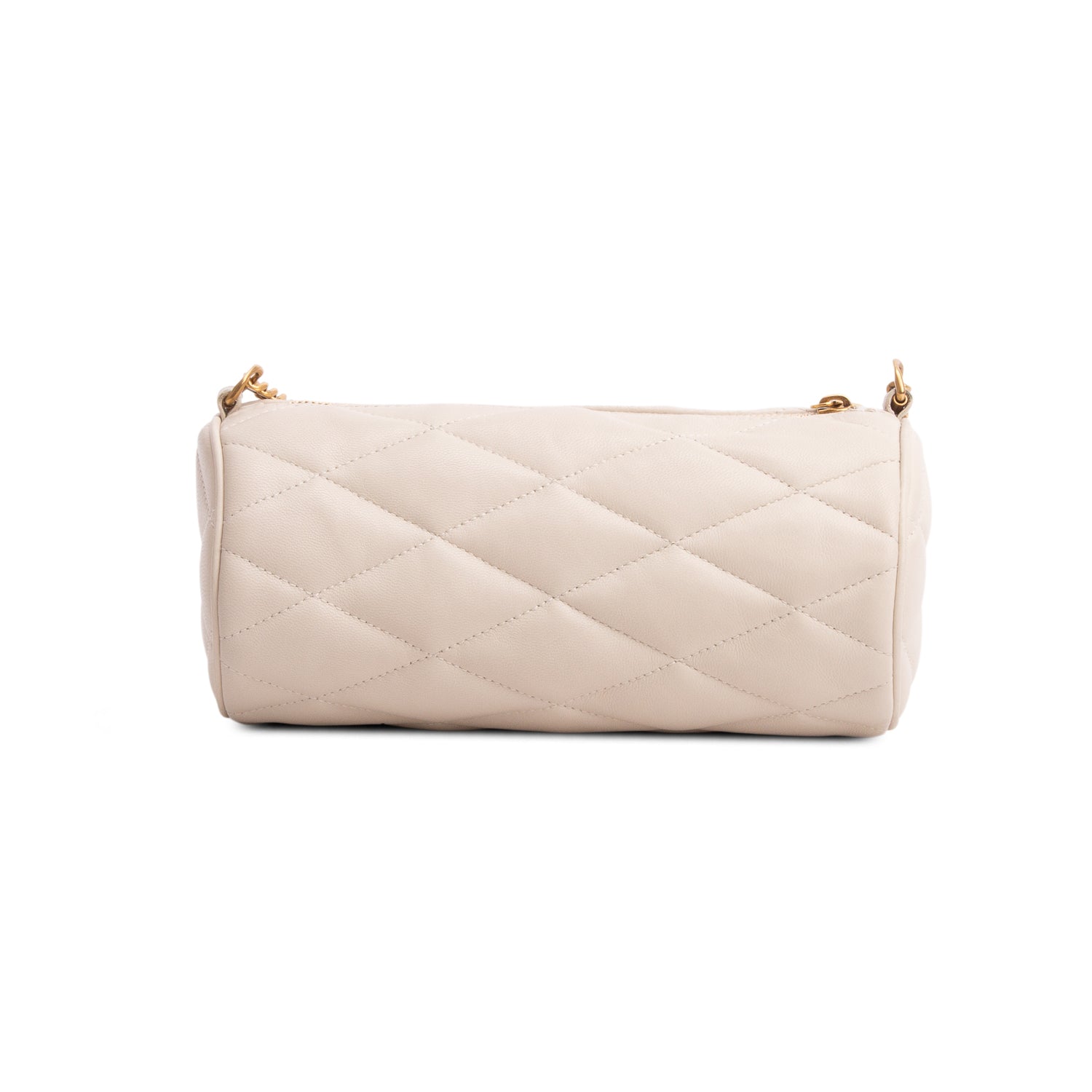 Saint Laurent 2022 Ivory Quilted Lambskin Leather Mini Sade Tube Bag
