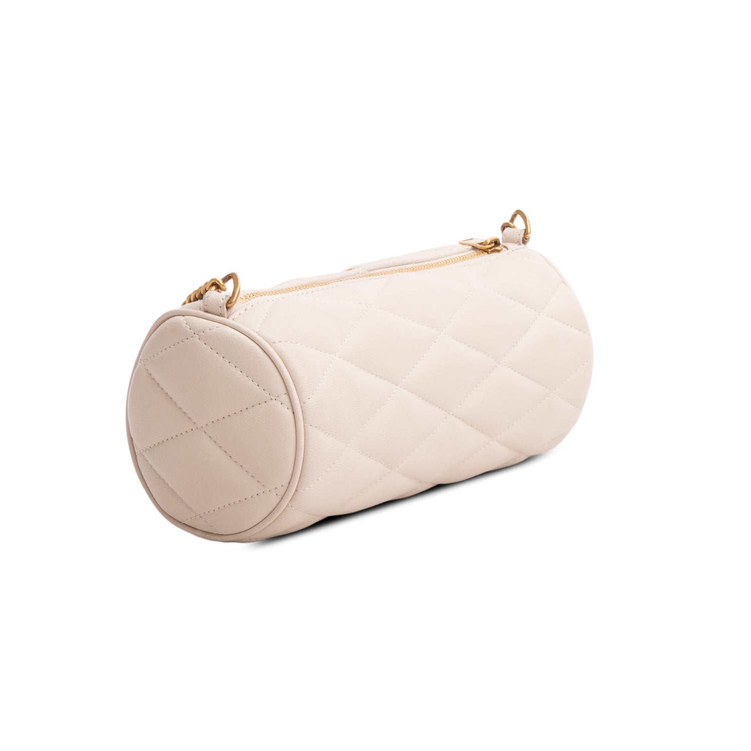 Saint Laurent 2022 Ivory Quilted Lambskin Leather Mini Sade Tube Bag
