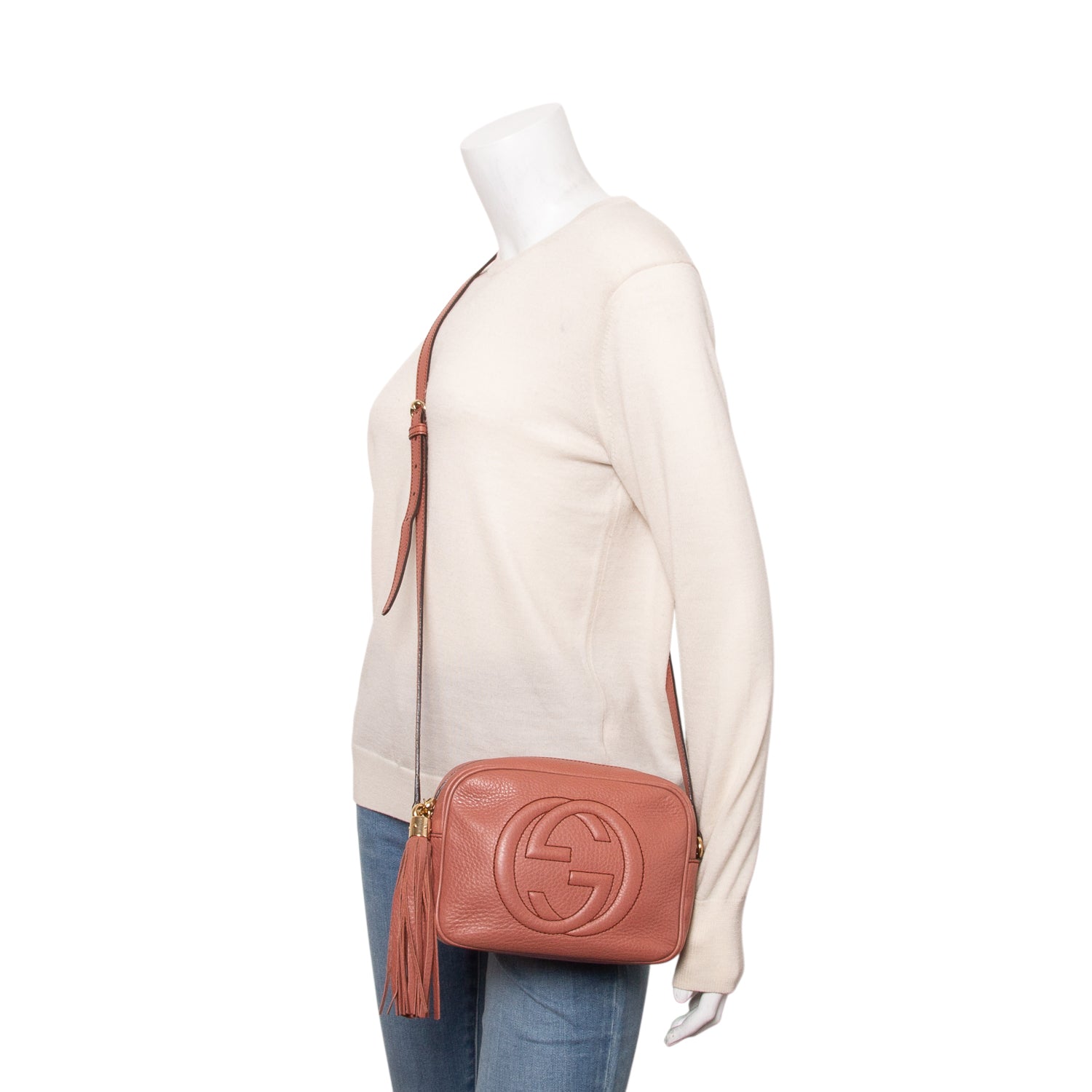 Gucci Pink Pebbled Calfskin Leather Small Soho Disco Bag