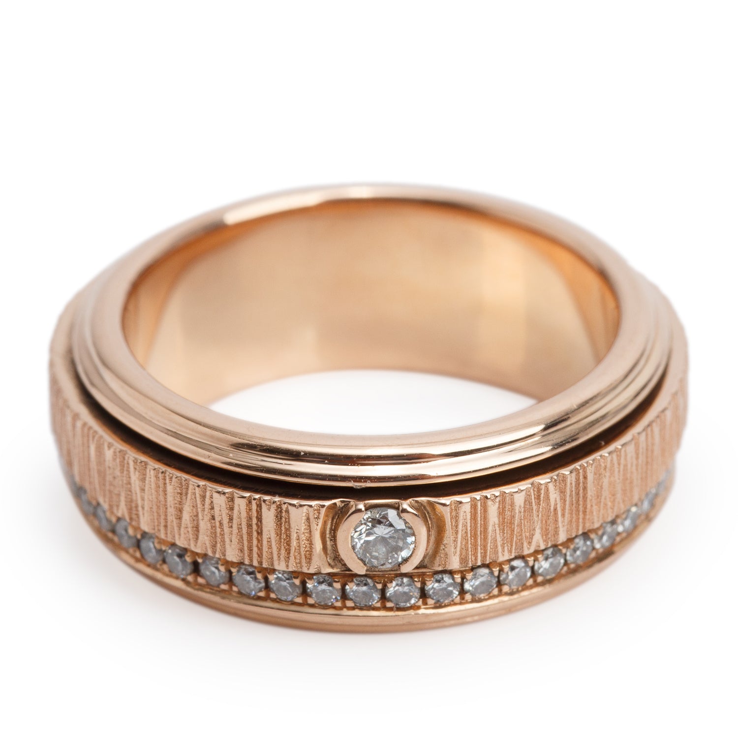 Piaget 18k Rose Gold Possession Diamond "Decor Palace" Band Ring, Size 54 6.5