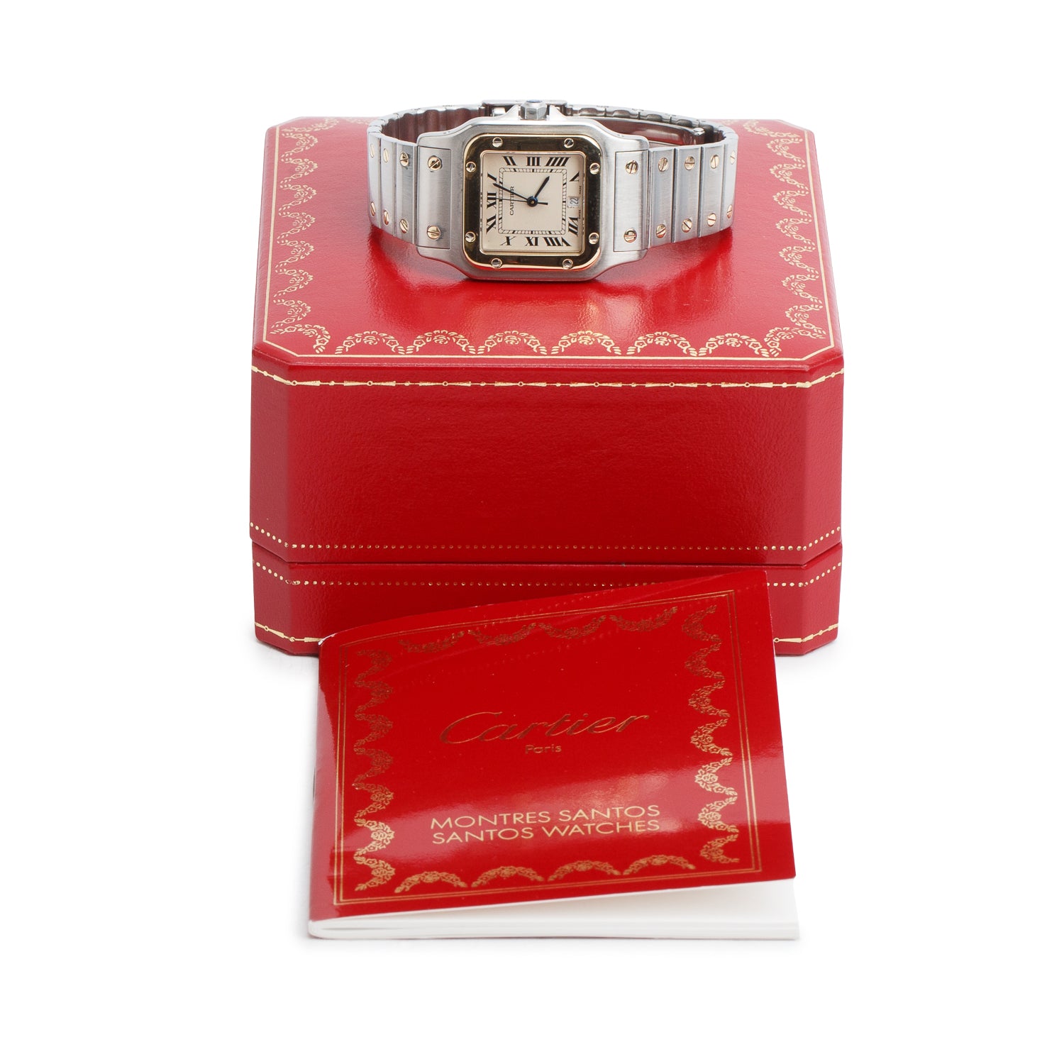 Cartier Stainless Steel & 18k Yellow Gold Santos Galbee Quartz Watch 1566 w/ Box