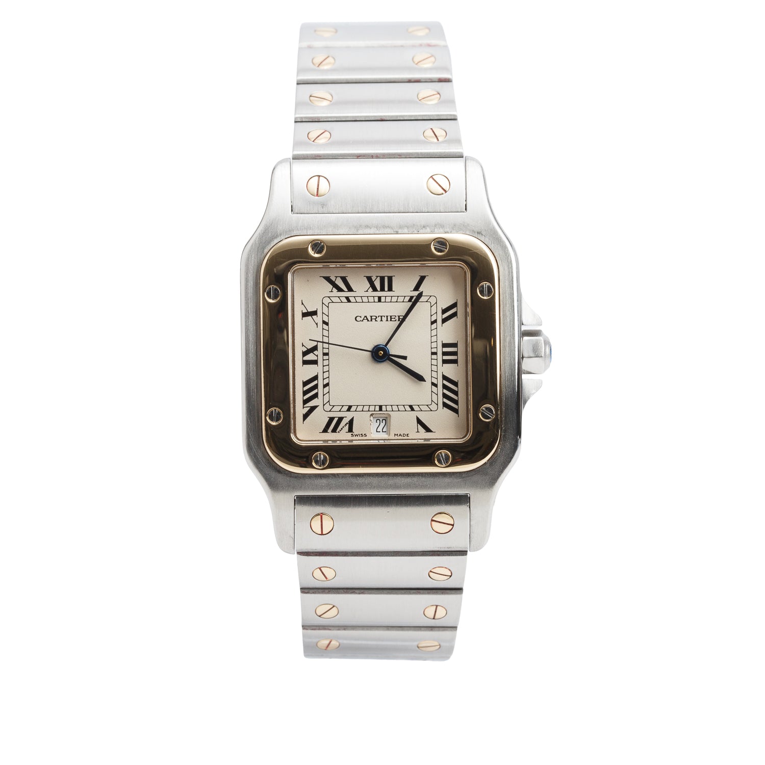 Cartier Stainless Steel & 18k Yellow Gold Santos Galbee Quartz Watch 1566 w/ Box