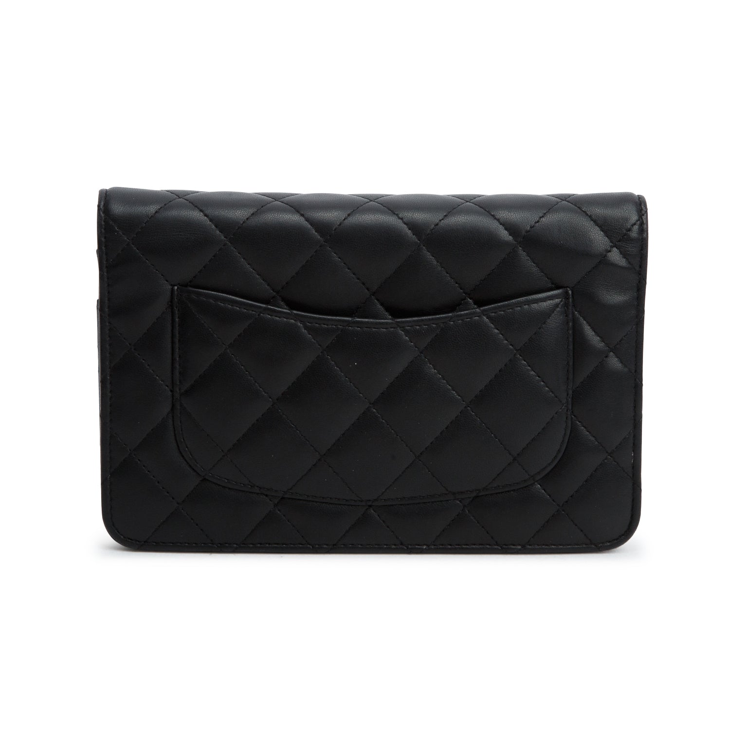 Chanel Black Lambskin Quilted Wallet on Chain WOC