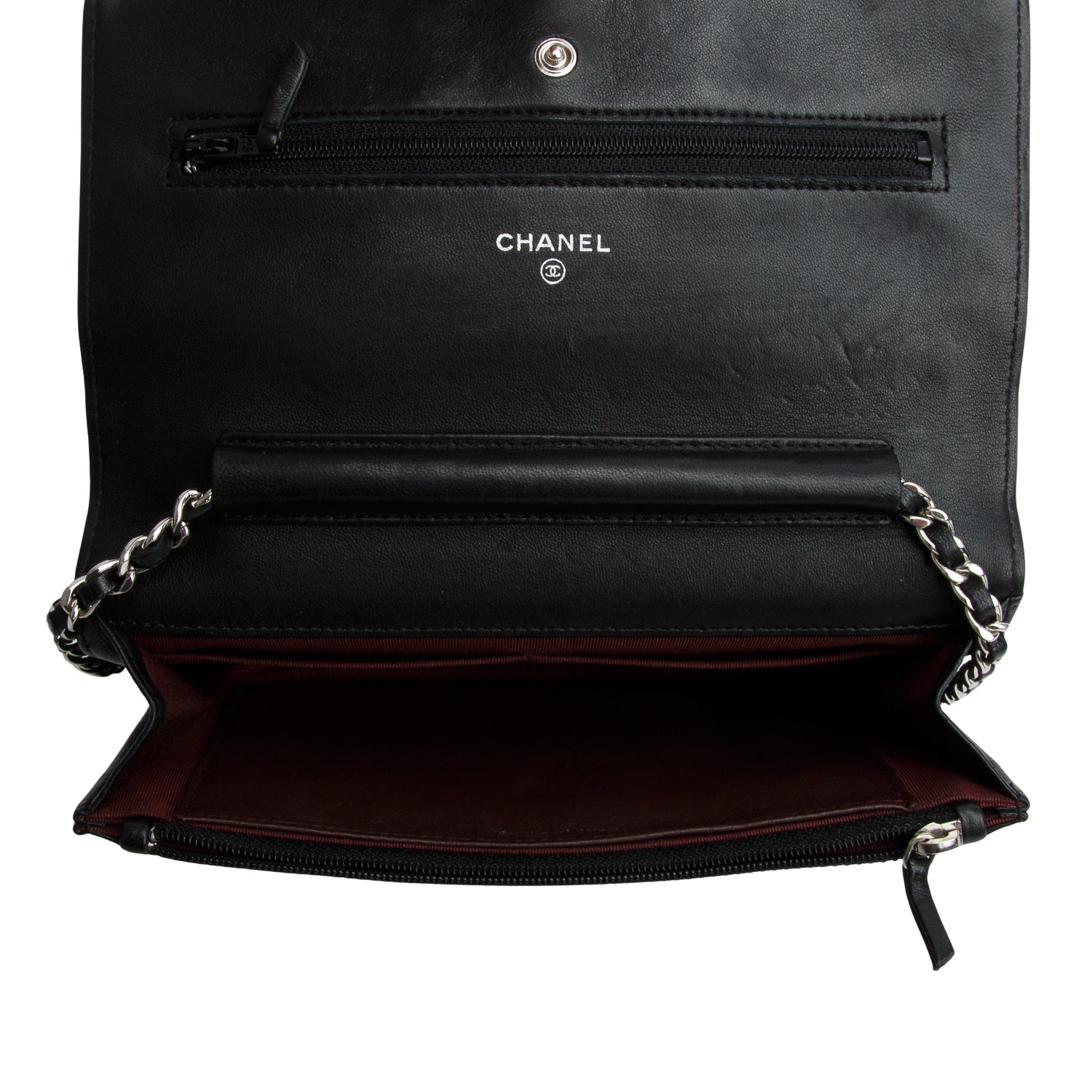 Chanel Black Lambskin Quilted Wallet on Chain WOC