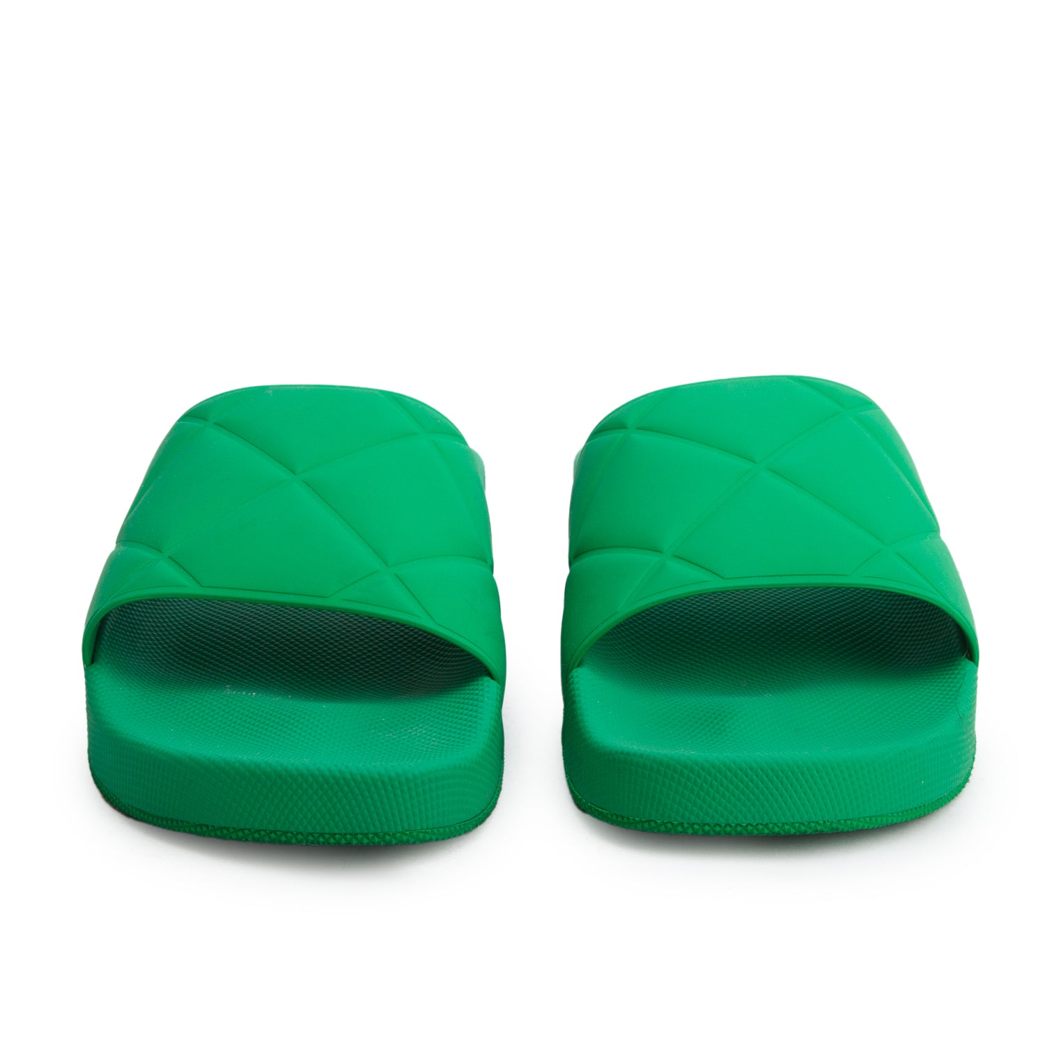 Bottega Veneta Green Quilted Rubber Pool Slide Sandals, Size 40 w/ Box