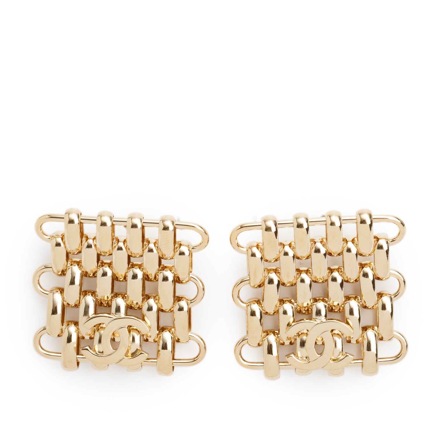 Chanel 2026 Gold-Plated Link CC Drop Earrings w/ Box