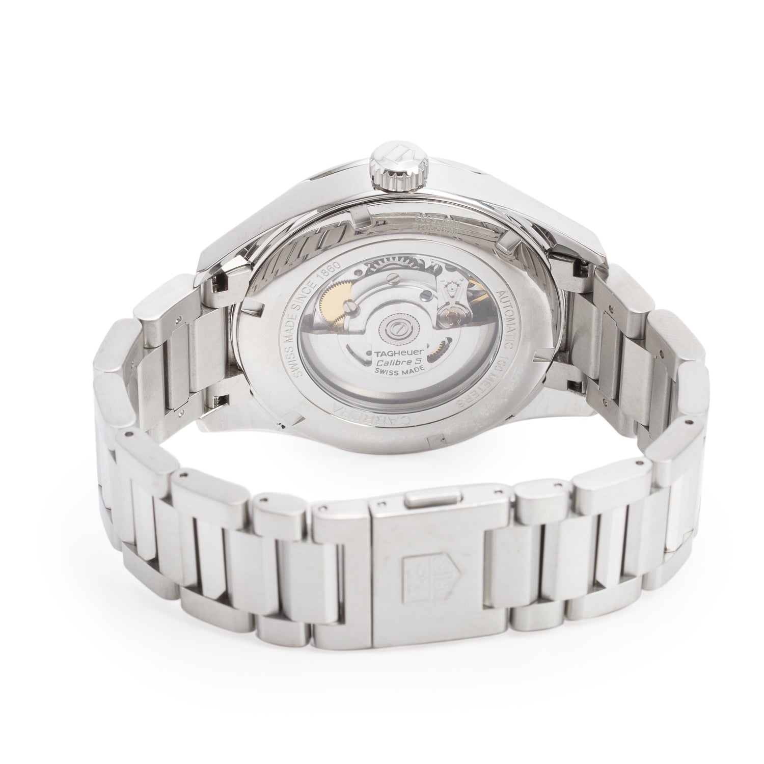 Tag Heuer Stainless Steel Carrera Day Date Calibre 5 41 MM Automatic Watch Blue Dial WAR201E