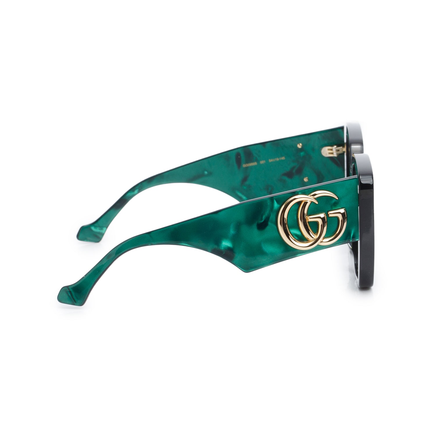 Gucci GG0956S Black/Green Acetate Square Frame Sunglasses w/ Case