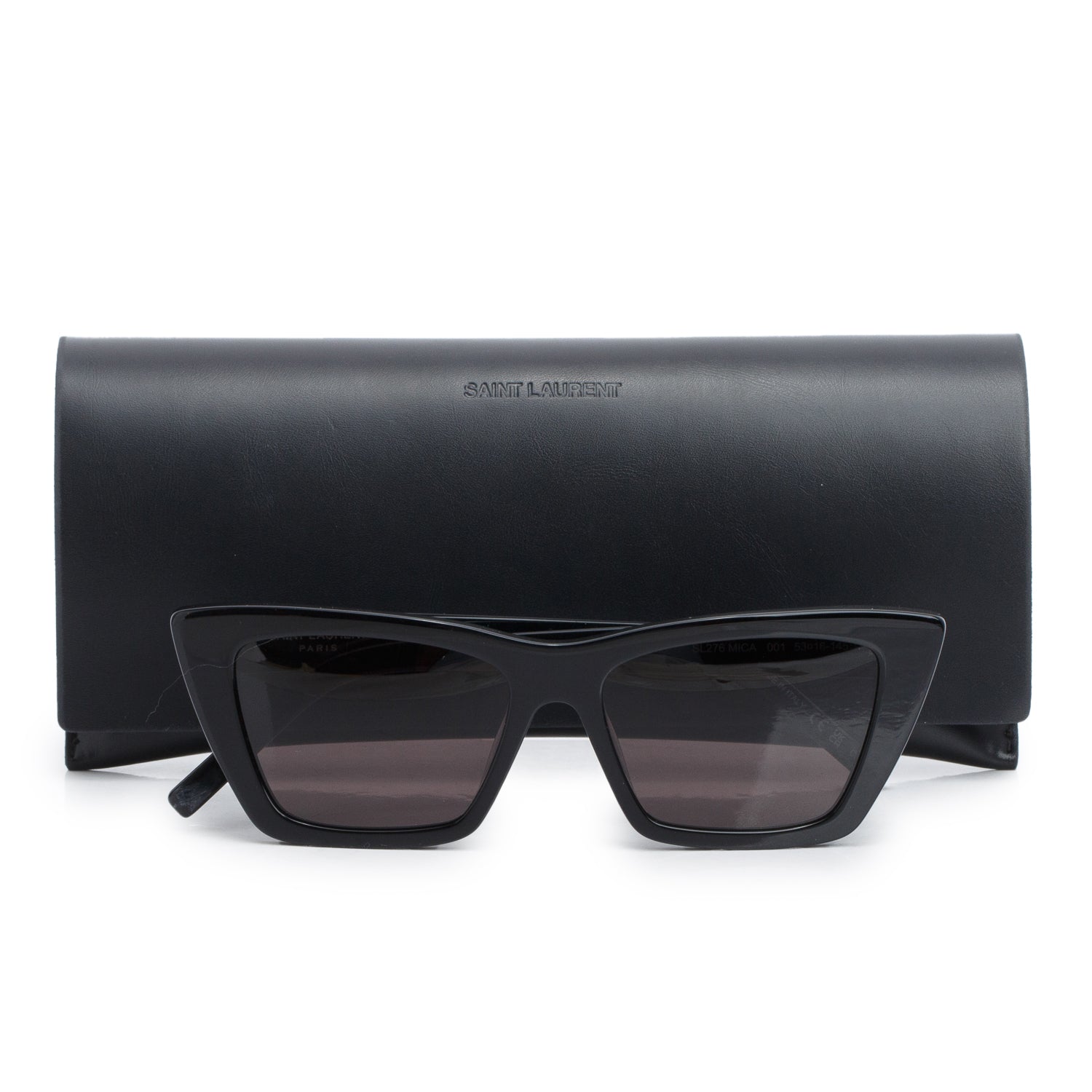 Saint Laurent SL 276 Black Acetate Mica Cat Eye Sunglasses w/ Case
