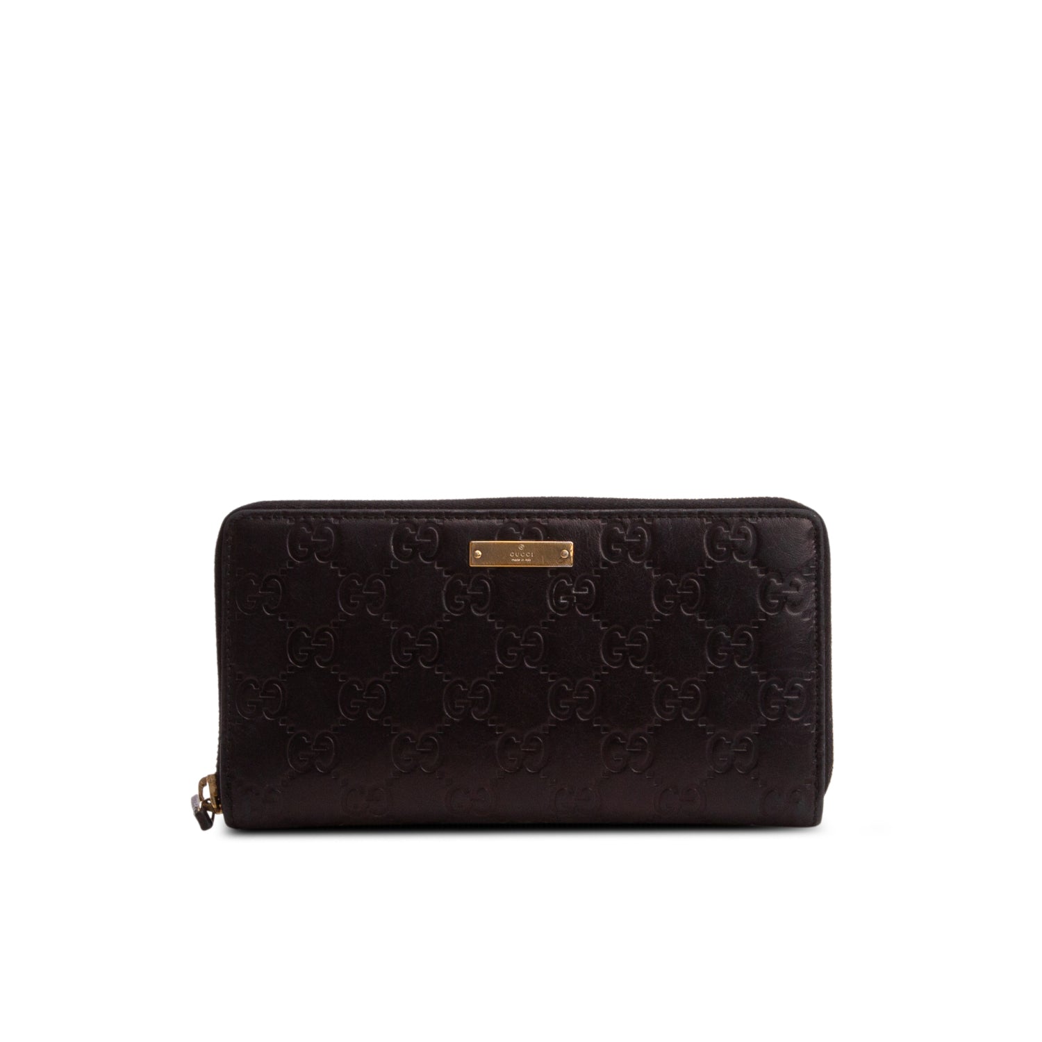 Gucci Black Signature Leather Zip Around Wallet