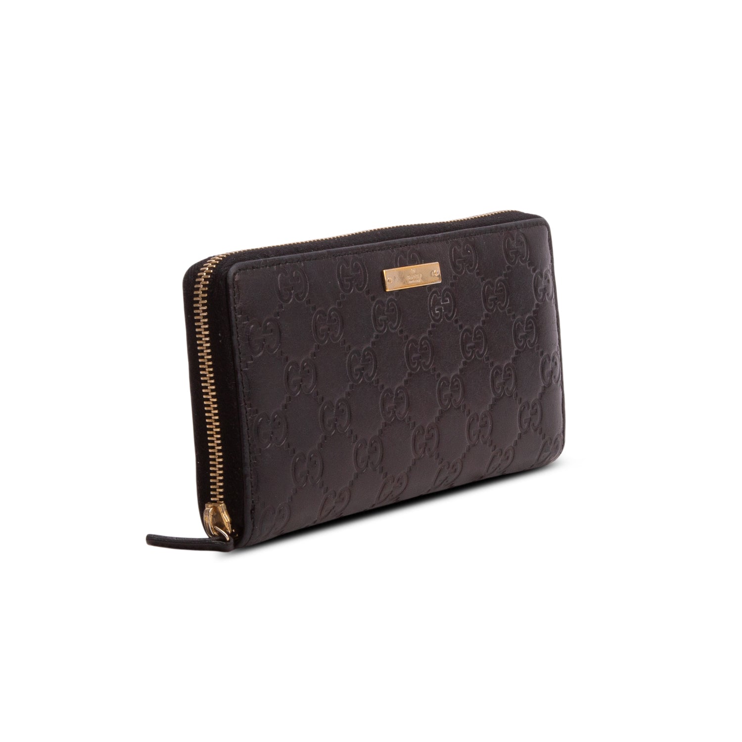 Gucci Black Signature Leather Zip Around Wallet