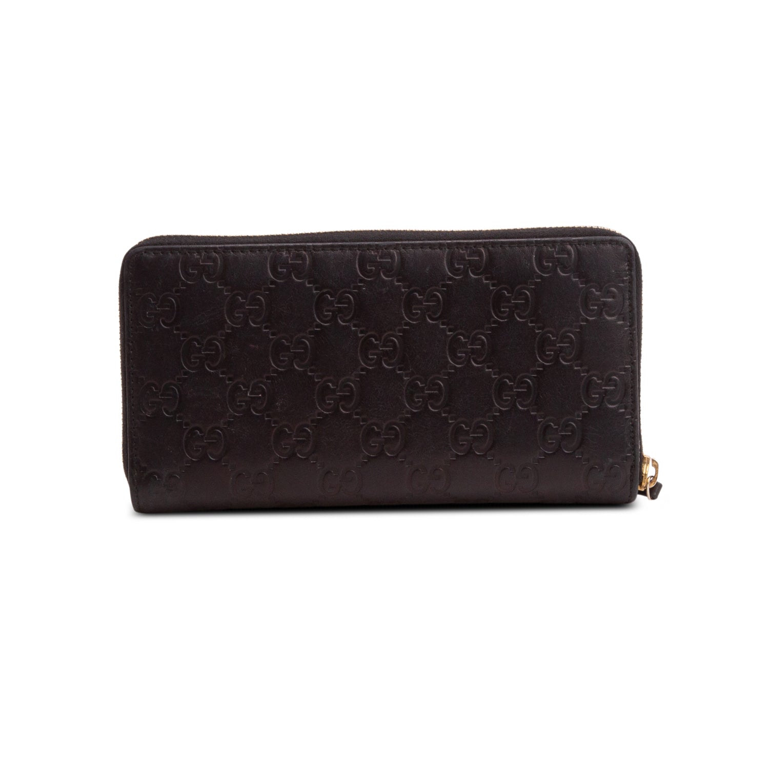 Gucci Black Signature Leather Zip Around Wallet