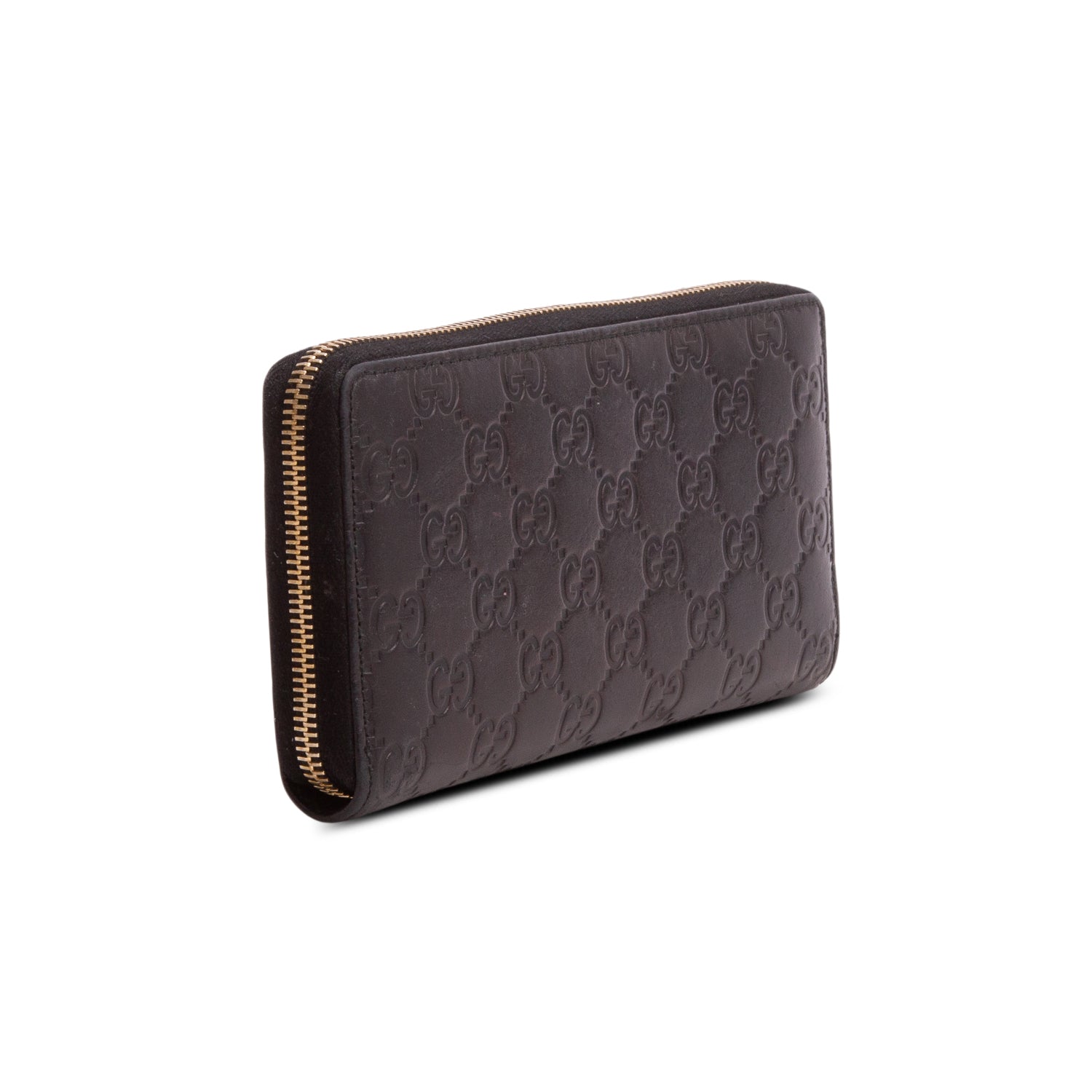 Gucci Black Signature Leather Zip Around Wallet
