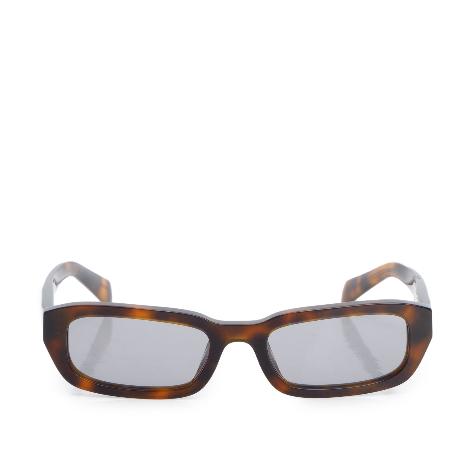 Prada SPR B06 Tortoise Acetate Rectangle Symbole Sunglasses w/ Case