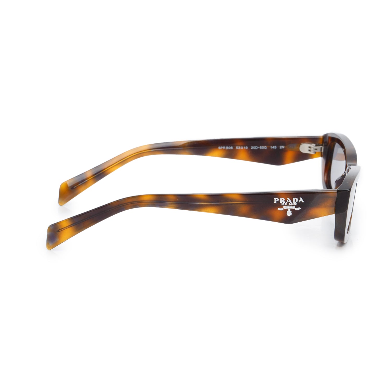 Prada SPR B06 Tortoise Acetate Rectangle Symbole Sunglasses w/ Case