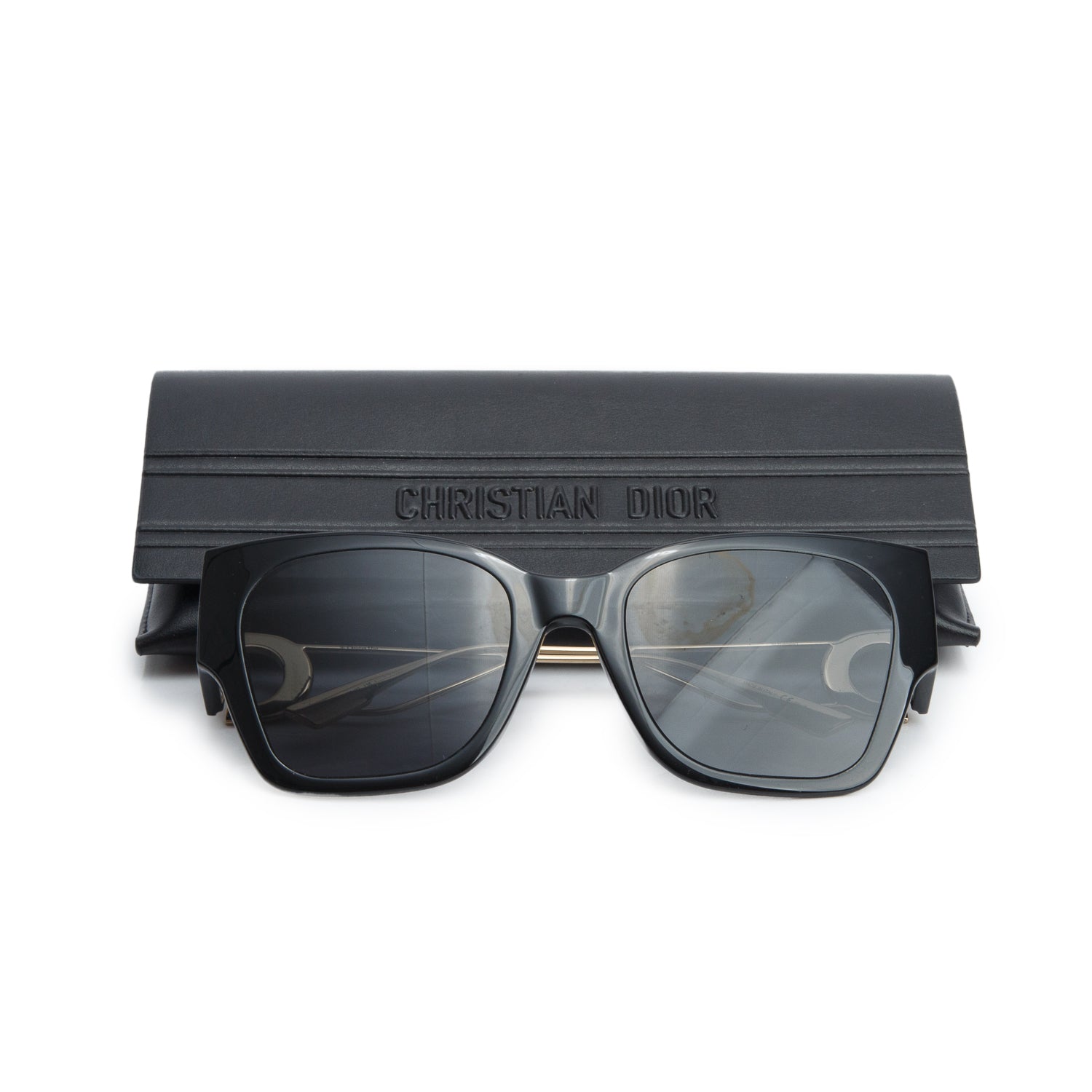 Christian Dior Black Acetate 30Montaigne SU Oversize Sunglasses w/ Case