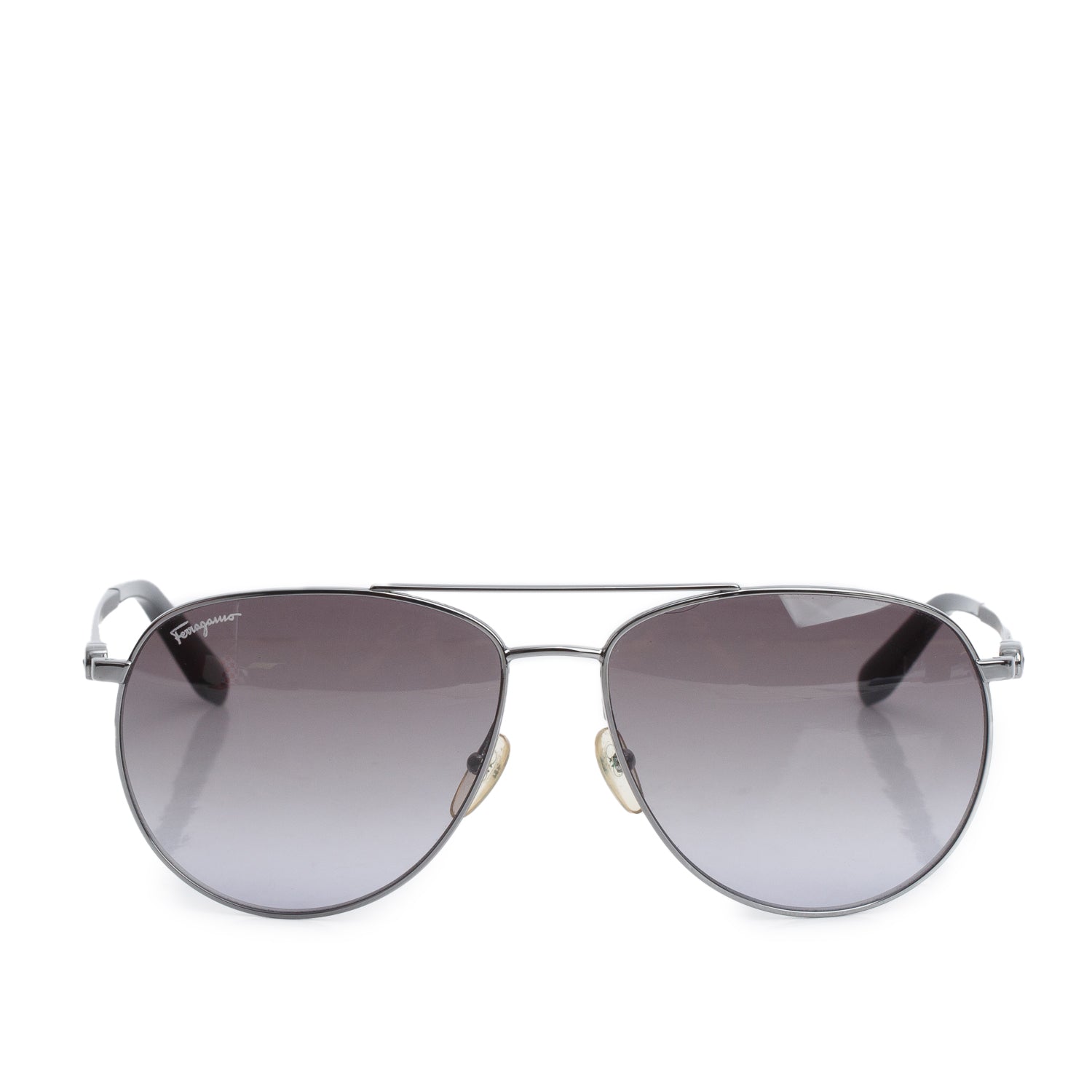 Ferragamo SF157S Grey Metal Aviator Sunglasses Sunglasses w/ Case