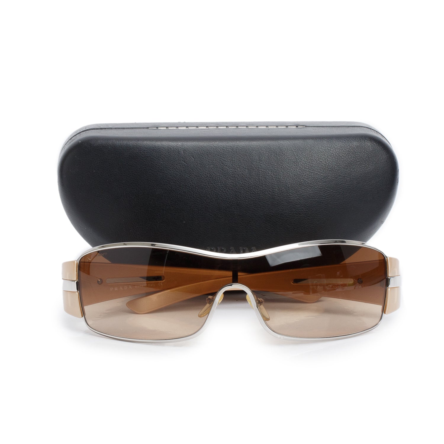 Prada SPR 56H Gold Shield Sunglasses w/ Case